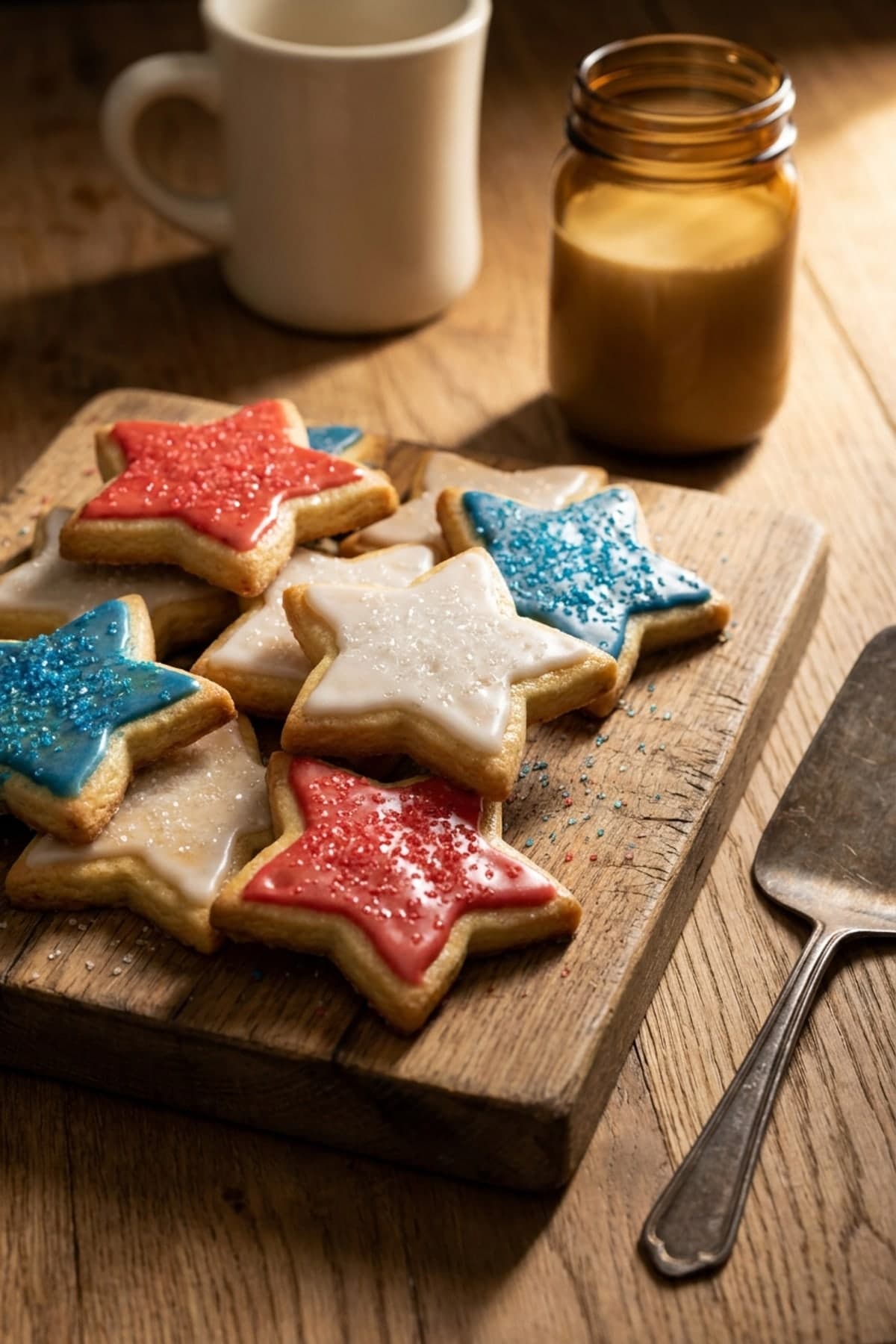 Red, White, and Blue Star Cookies ready to serve