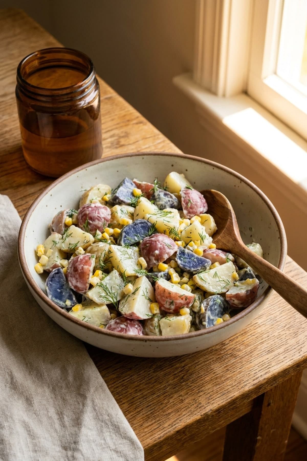 Creamy Dill 4th of July Potato Salad ready to serve