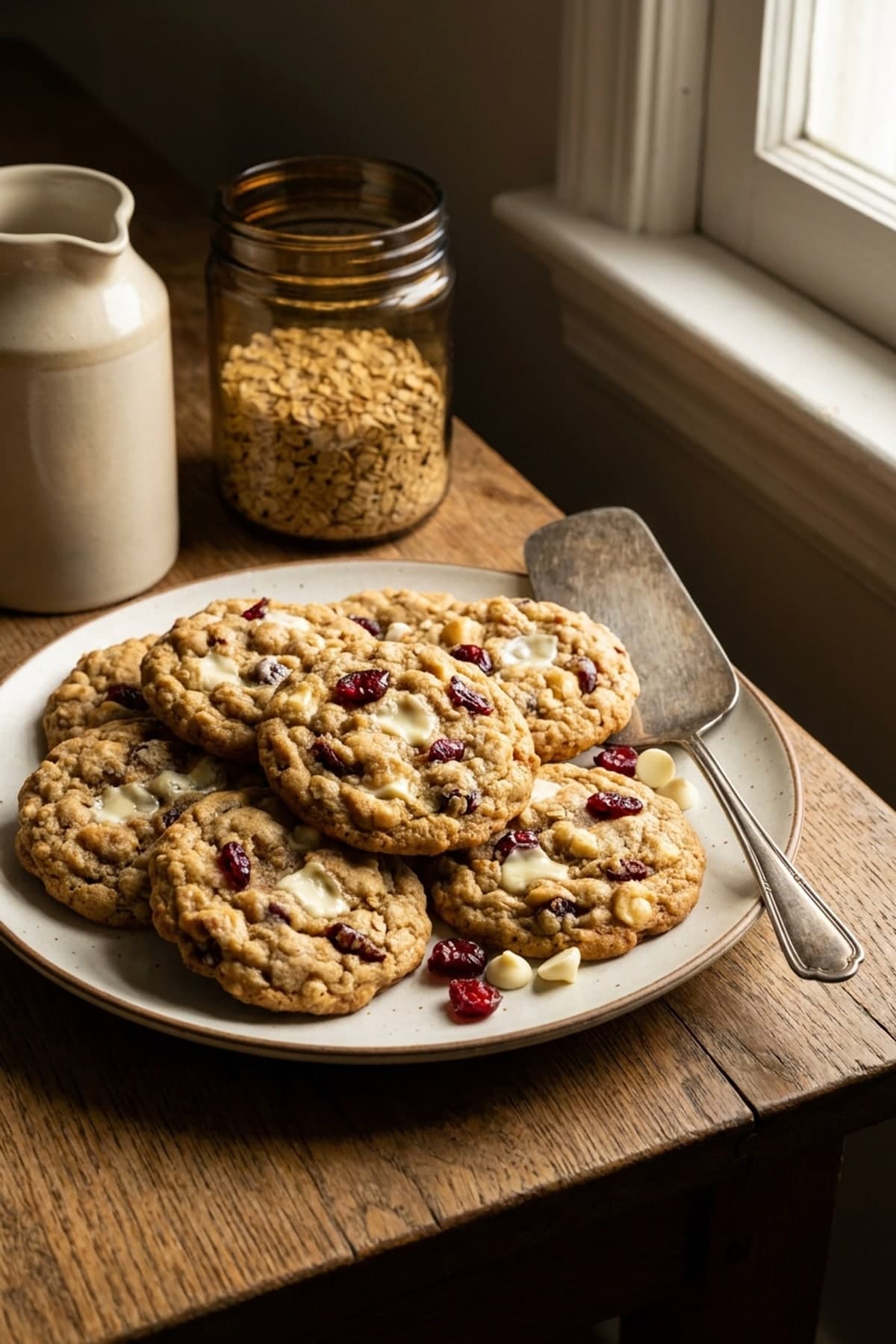 Cranberry White Chocolate Oatmeal Cookies ready to serve