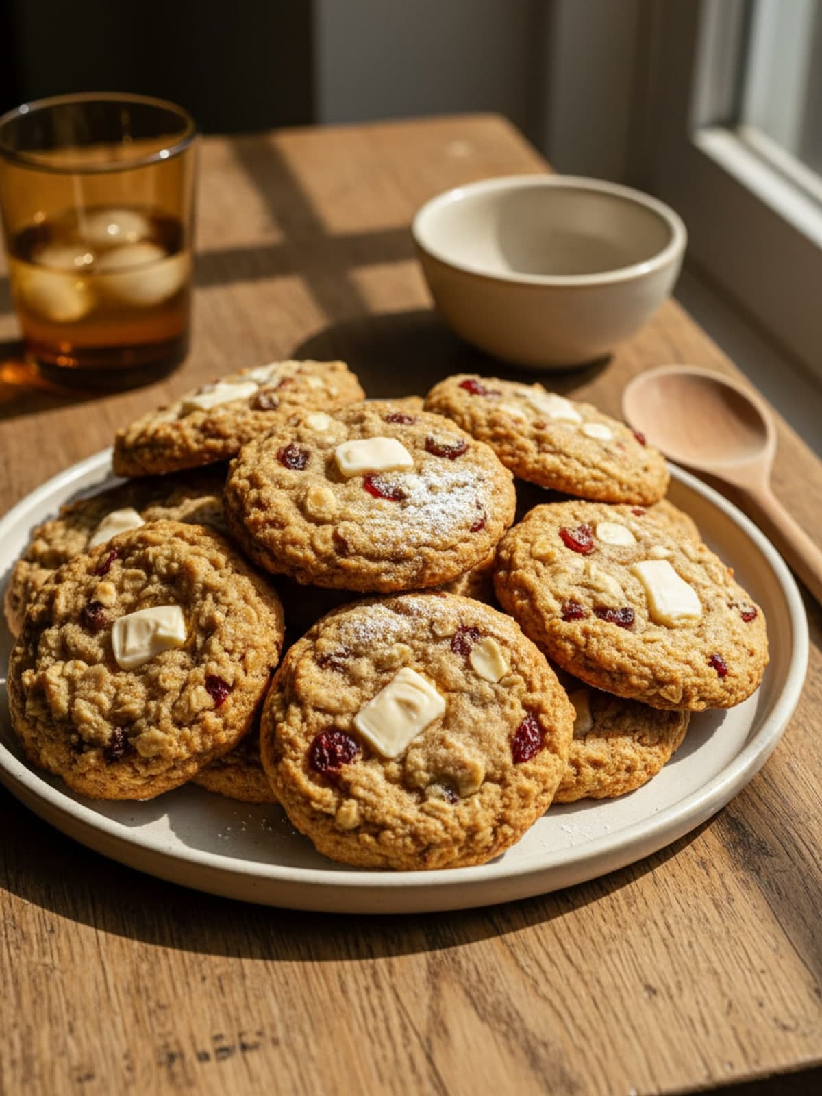 Cranberry White Chocolate Oatmeal Cookies: Cream to a dense, smooth base