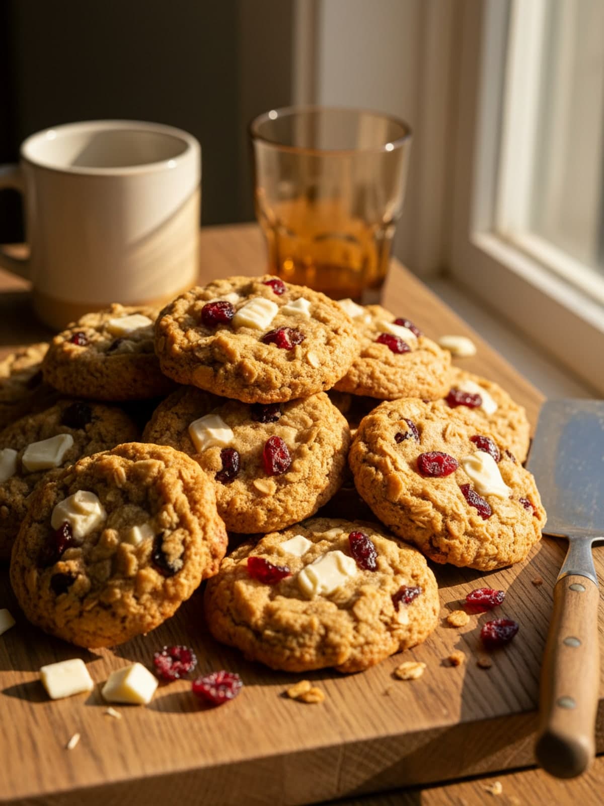 Cranberry White Chocolate Oatmeal Cookies: Fold in visible holiday pieces
