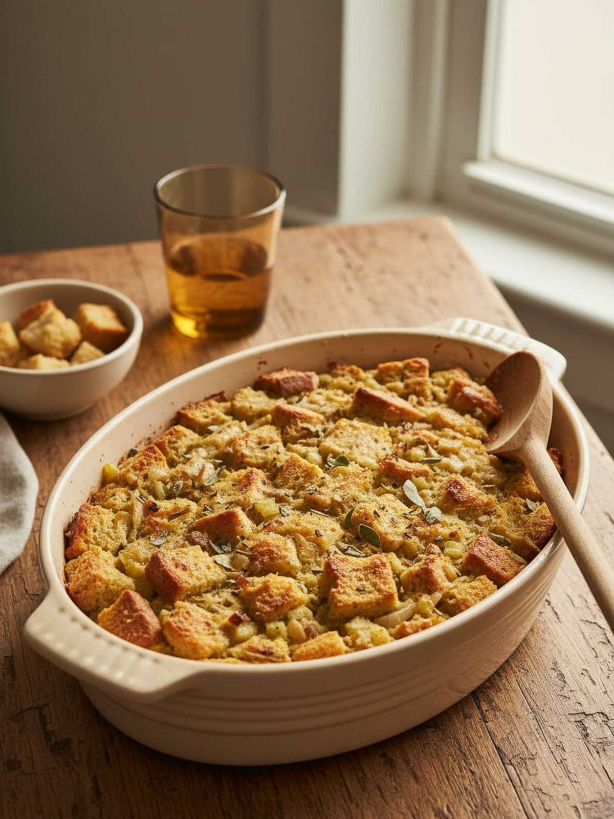 Sage Bread Thanksgiving Dressing: Moisten the bread
