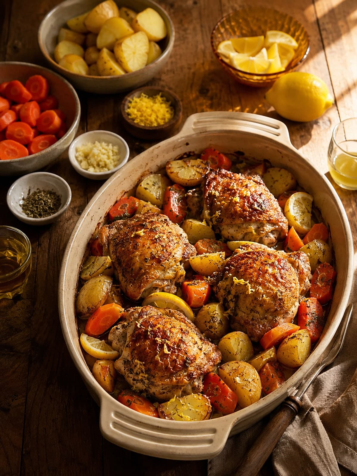 Ingredients for Lemon Herb Chicken and Vegetable Tray
