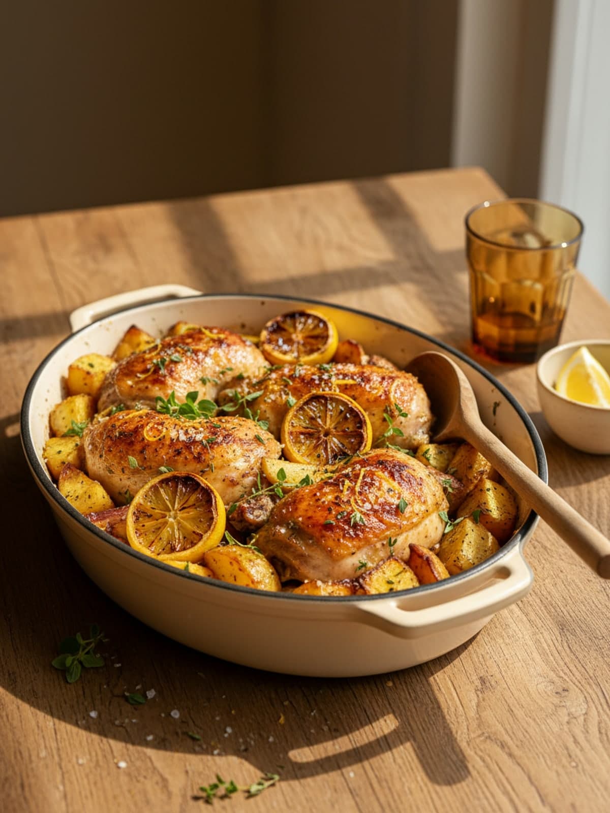 Lemon Herb Chicken and Vegetable Tray: Season the potatoes