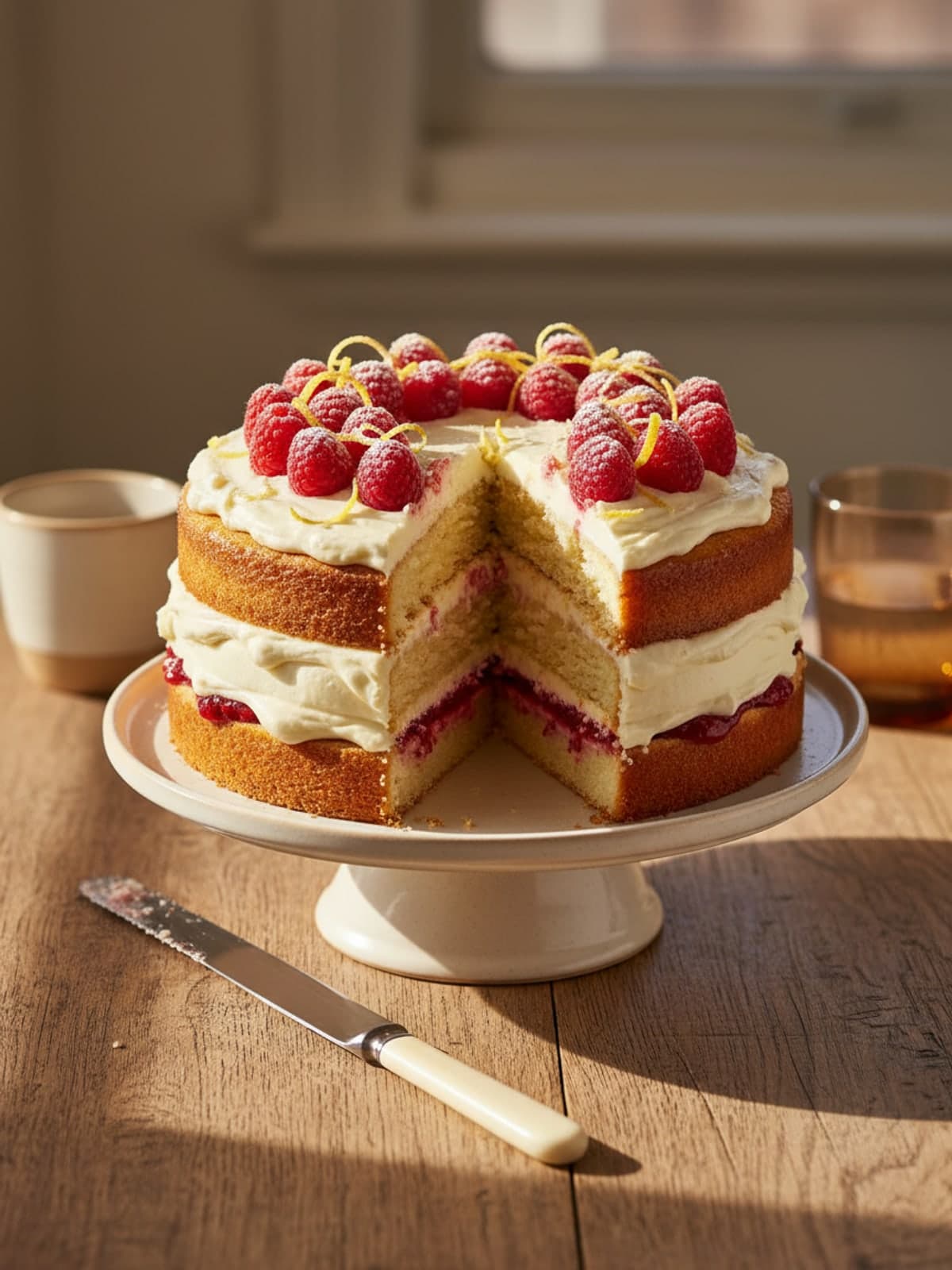 Lemon Raspberry Layer Cake: Mix a smooth lemon batter