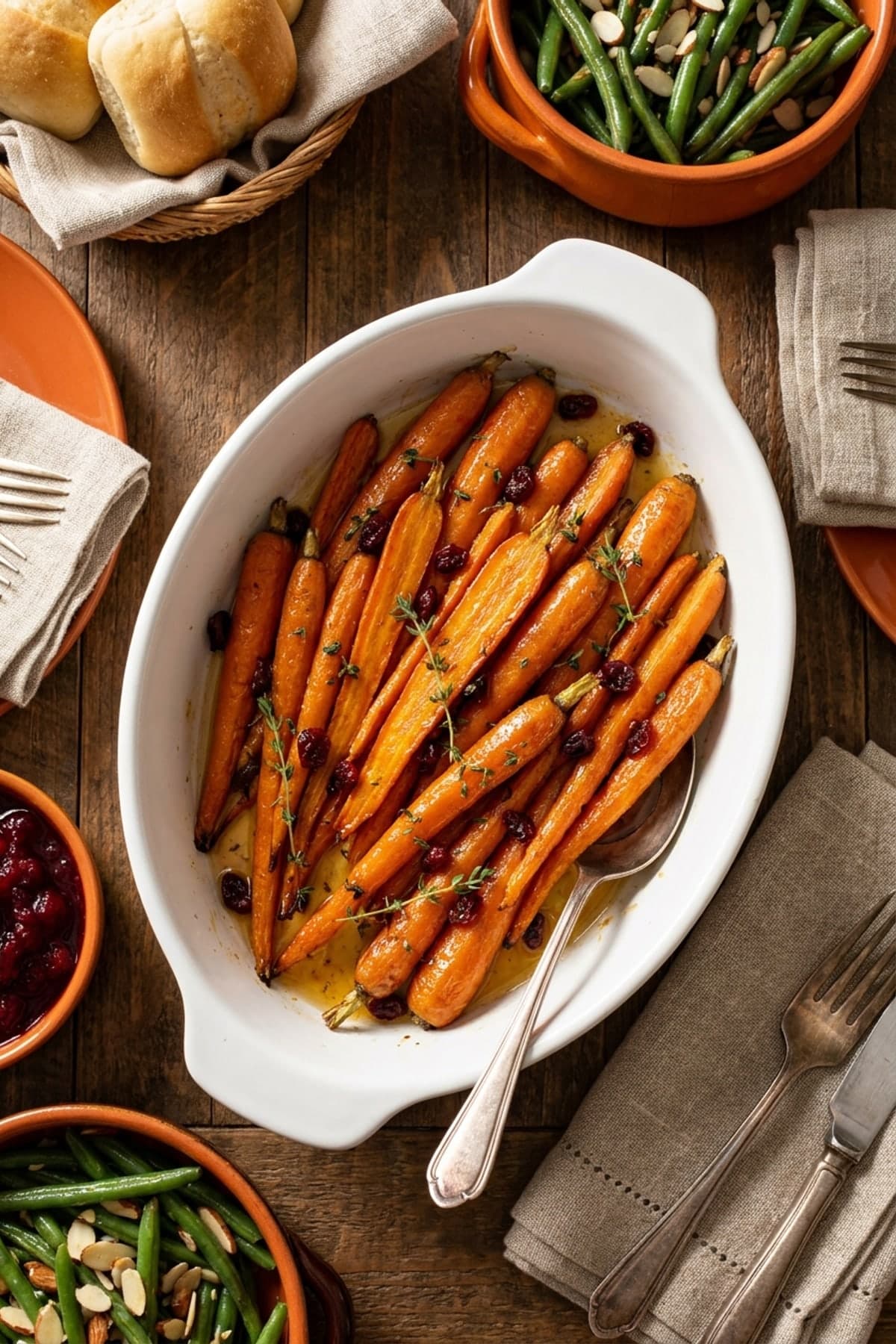 Maple Thyme Roasted Carrots ready to serve