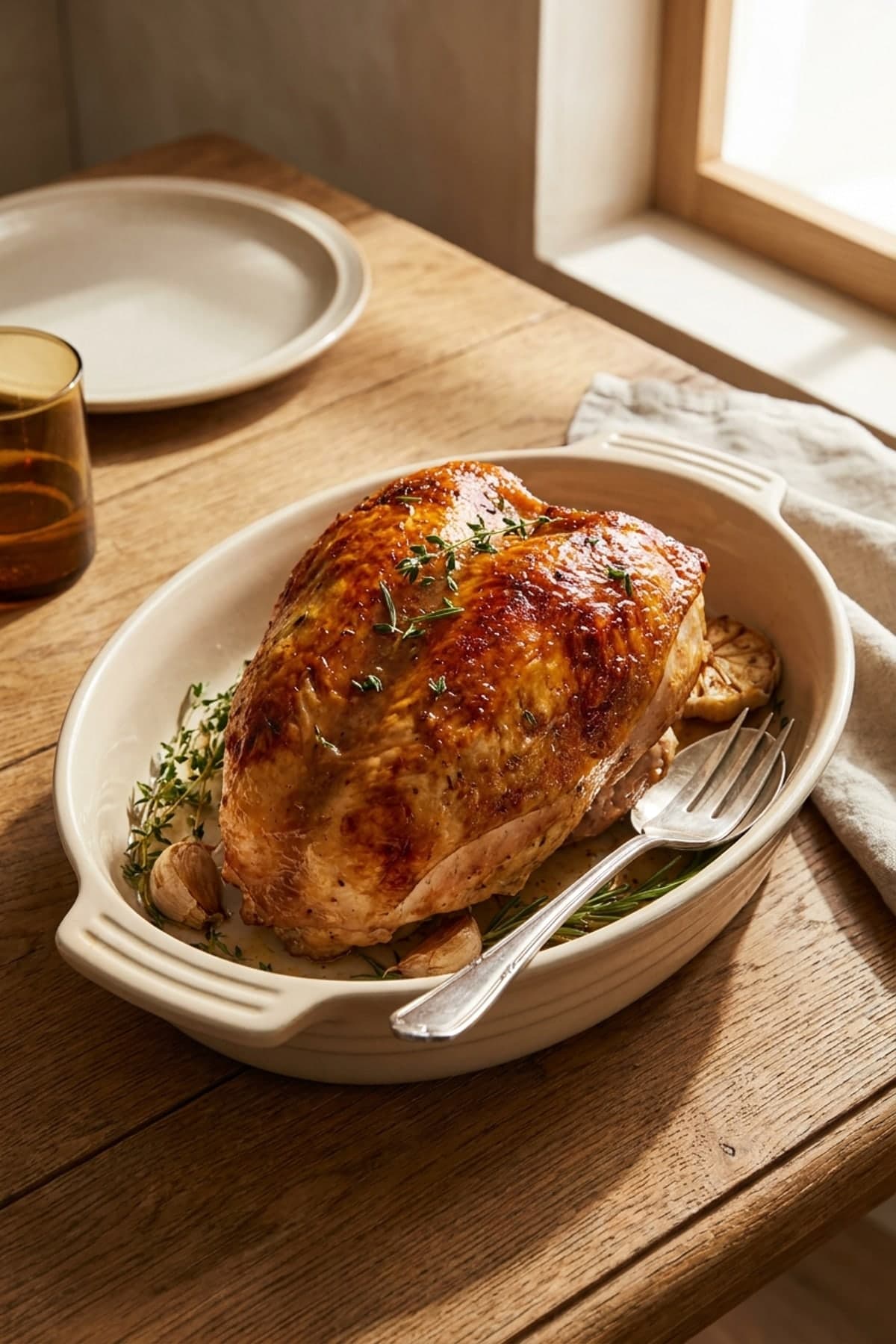 Herb Roast Gluten-Free Turkey Breast ready to serve