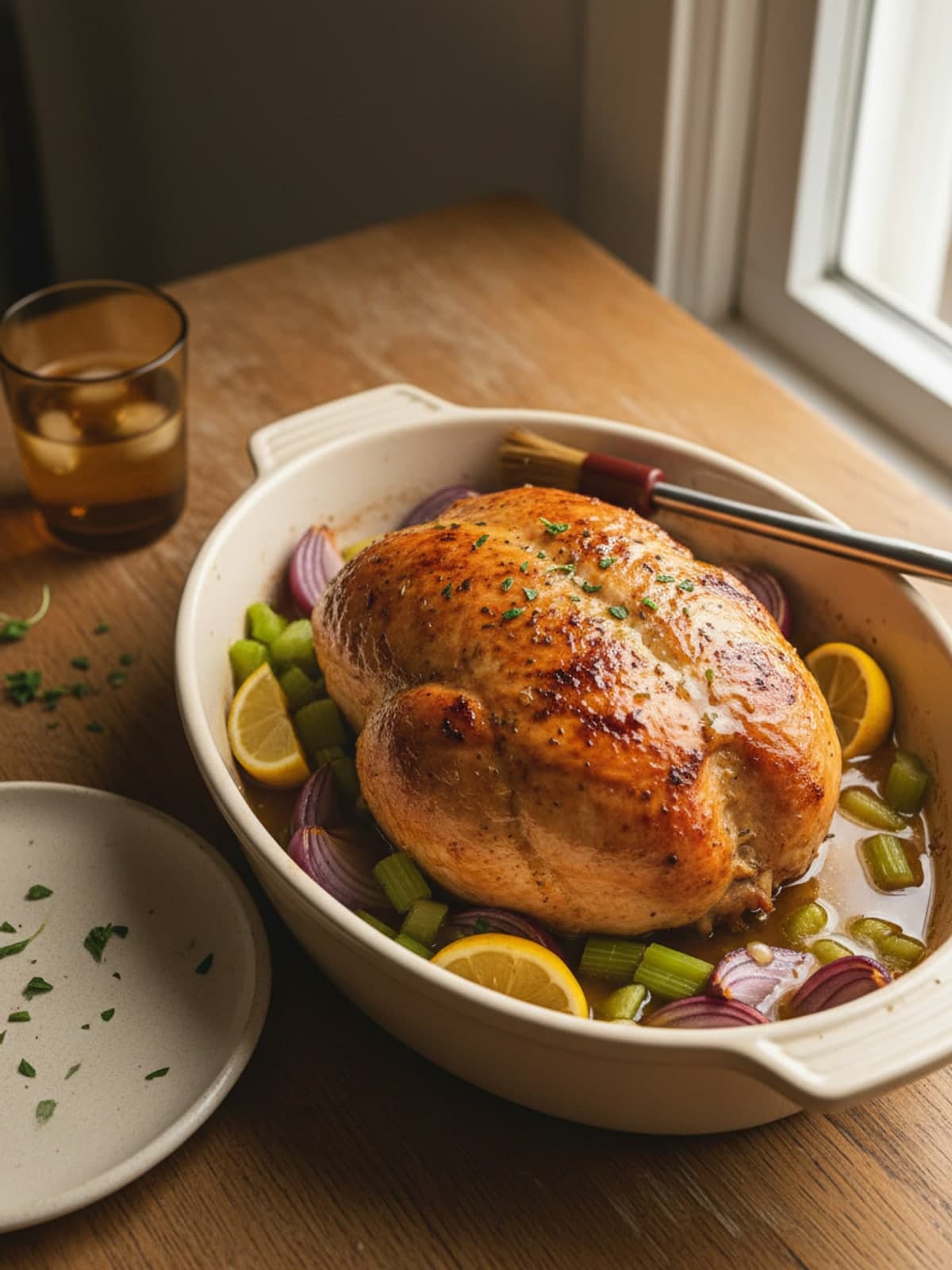 Herb Roast Gluten-Free Turkey Breast: Build the pan
