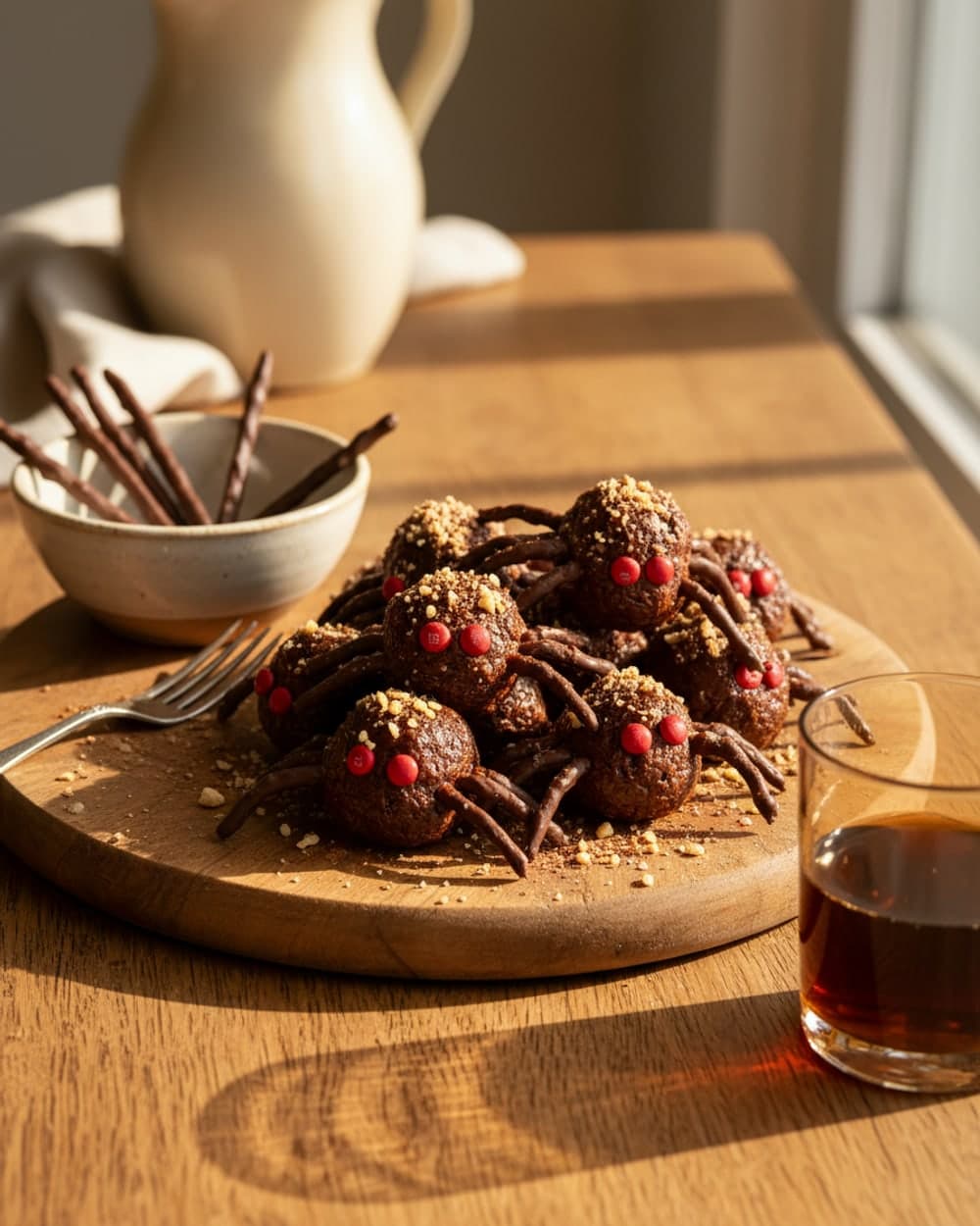 No-Bake Brownie Bite Spiders