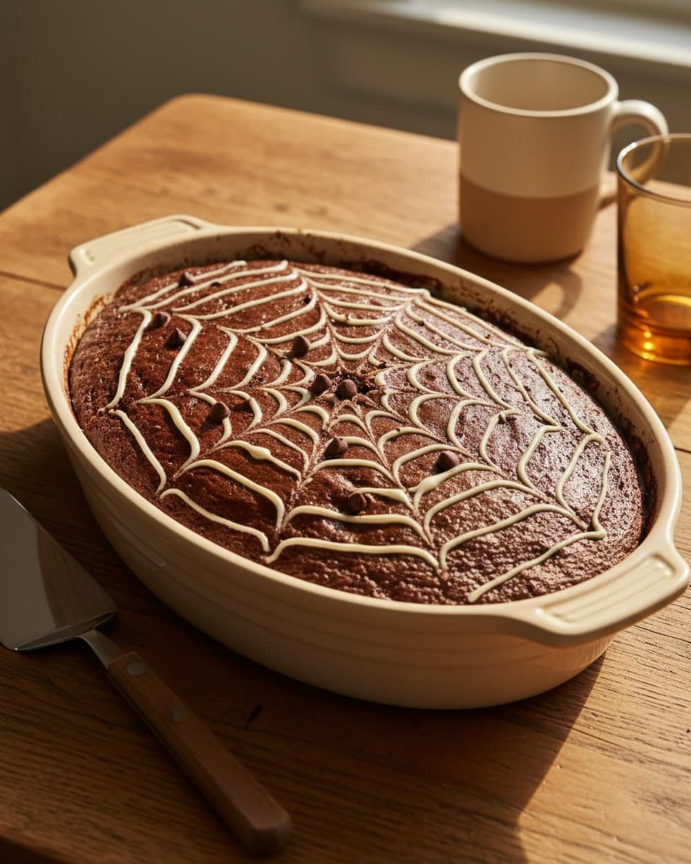 Spiderweb Chocolate Sheet Cake