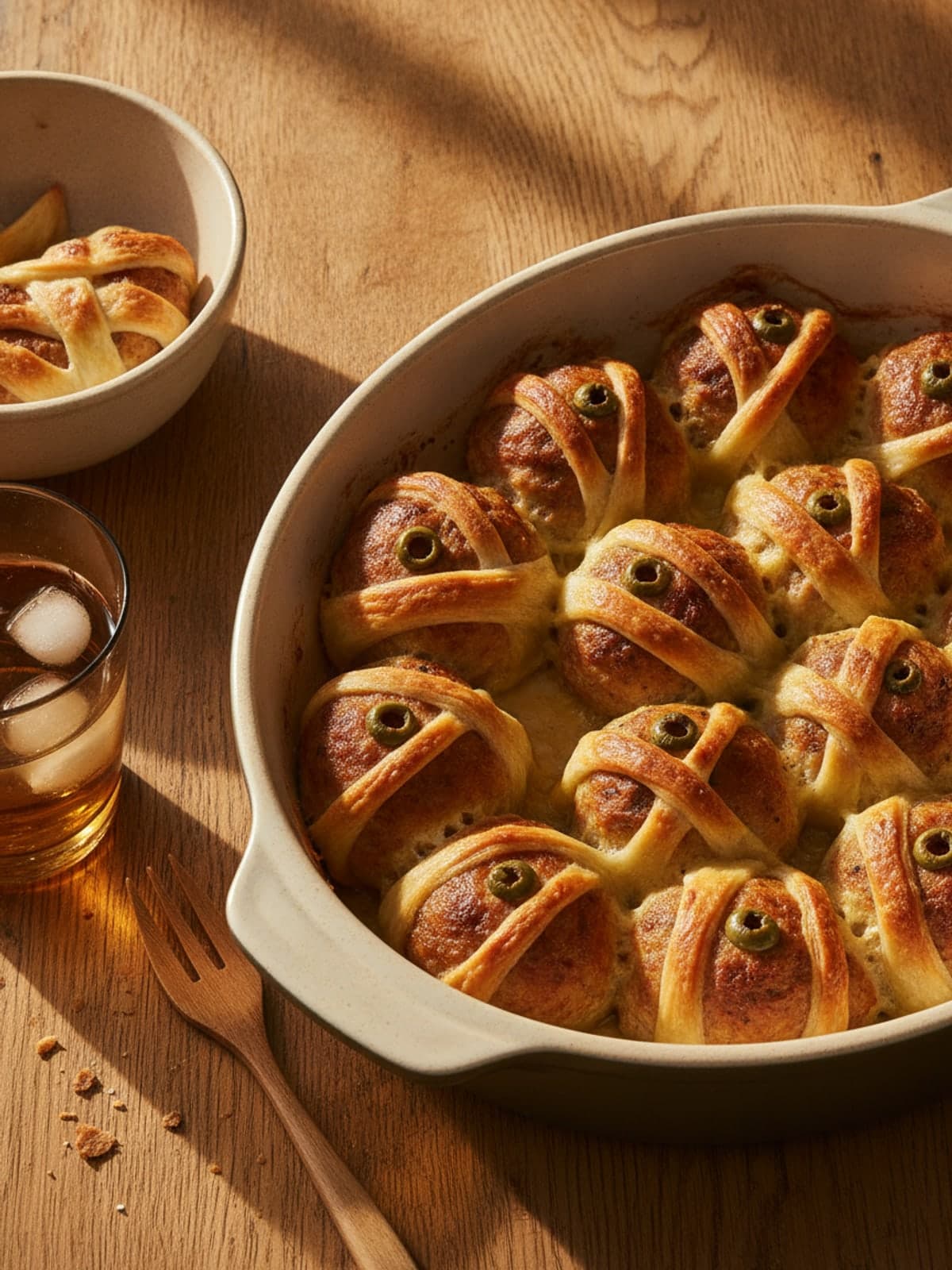 Mummy Chicken Meatball Bites: Bake and finish