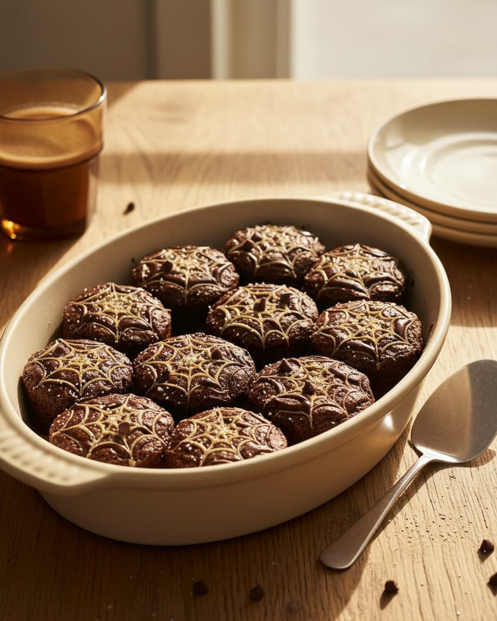 Spiderweb Brownie Bites