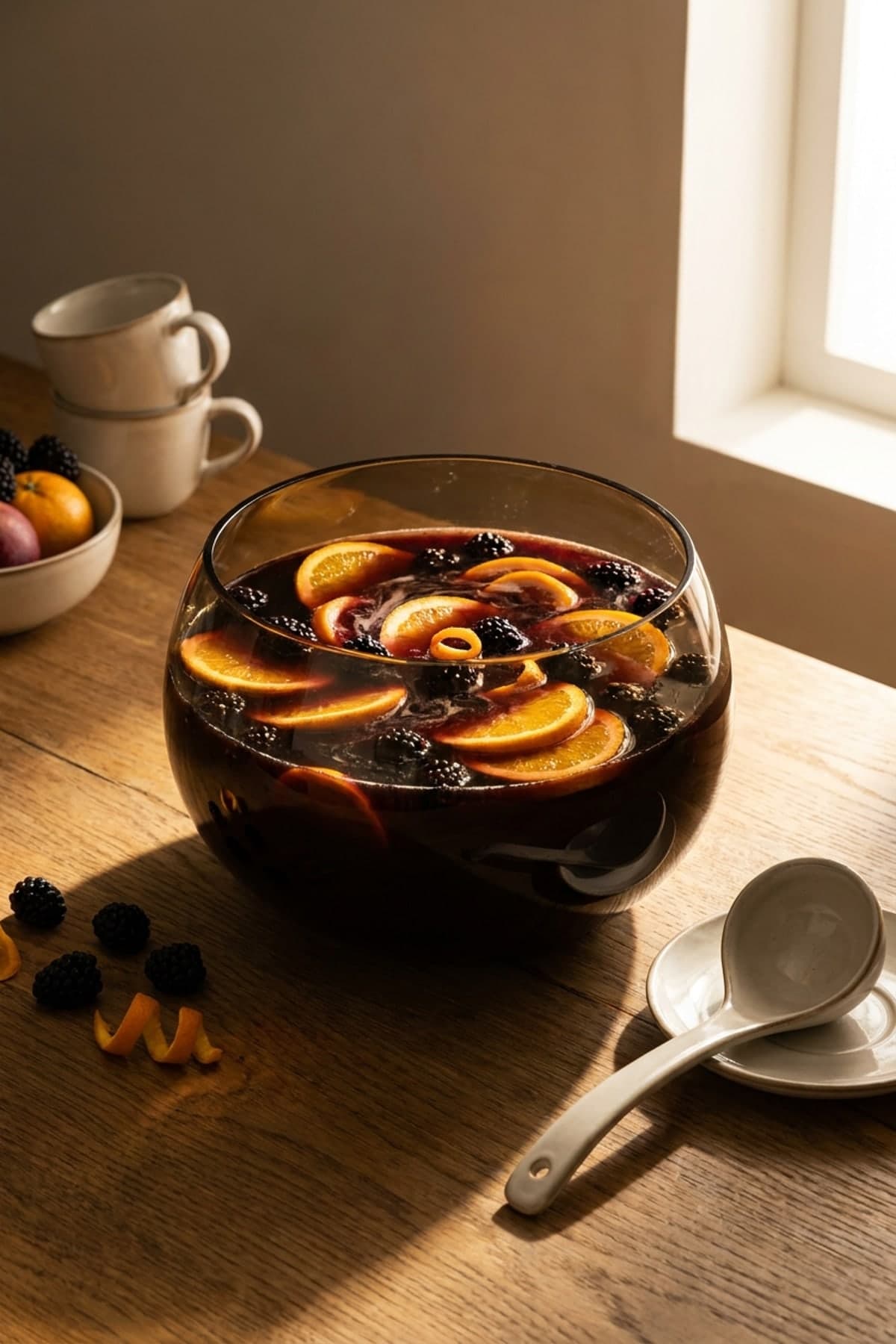 Halloween Punch with Orange Blackberry Swirls ready to serve