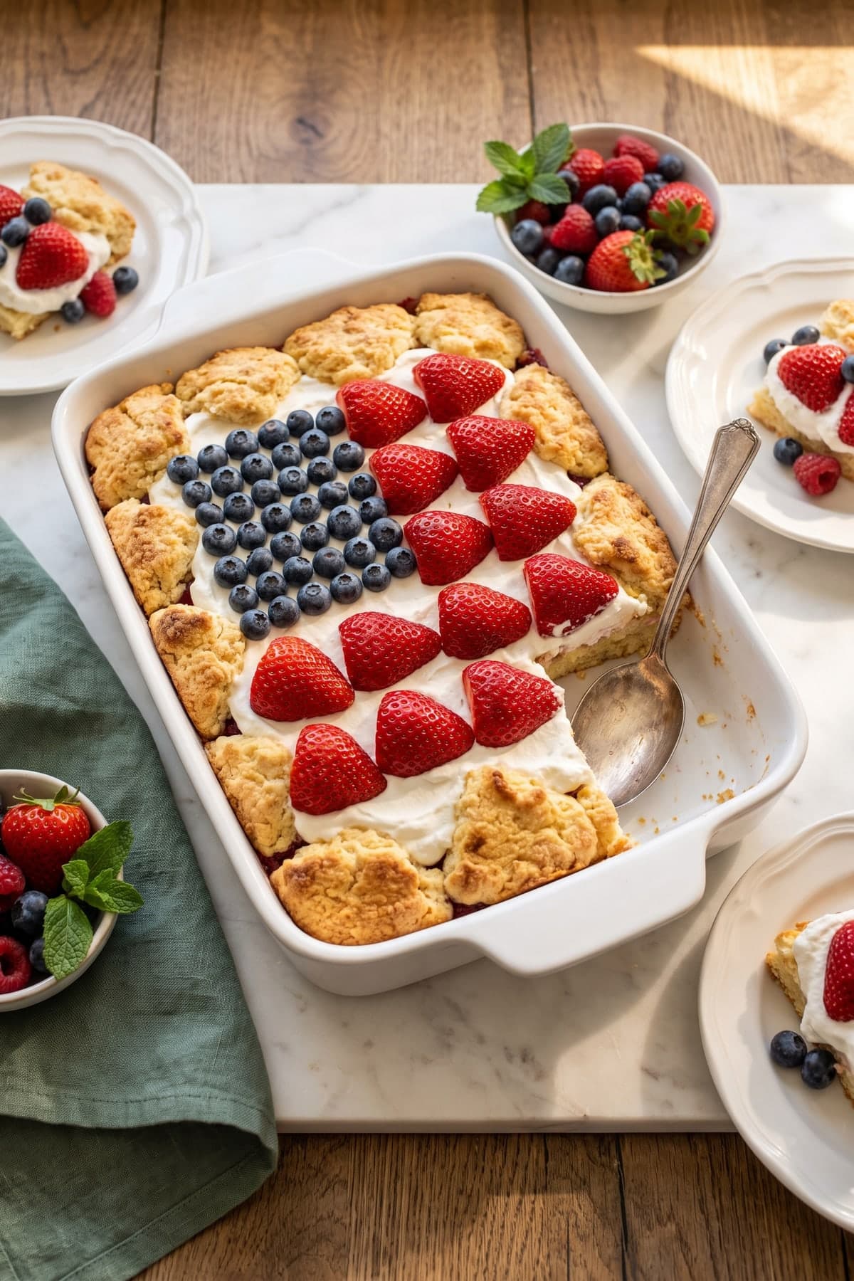 4th of July Desserts: Berry Flag Shortcake Slab