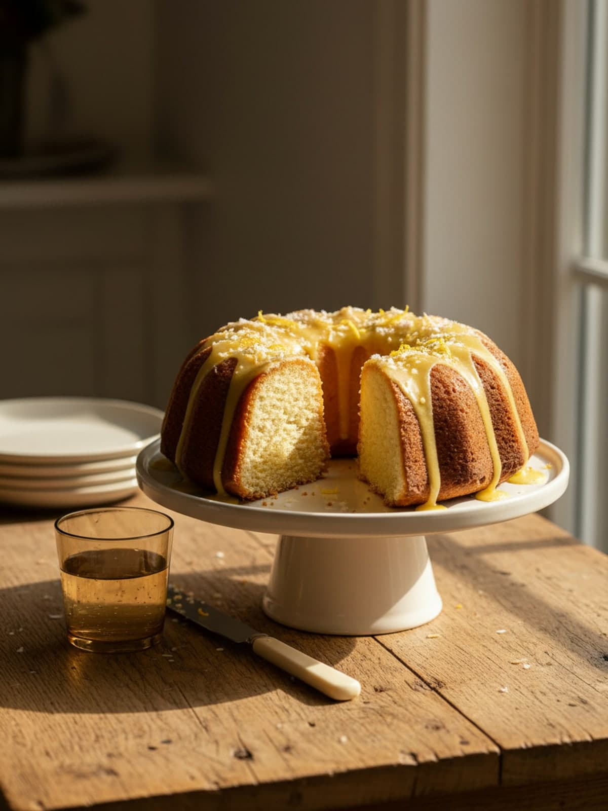 Glazed Lemon Coconut Bundt Cake: Build a light lemon batter