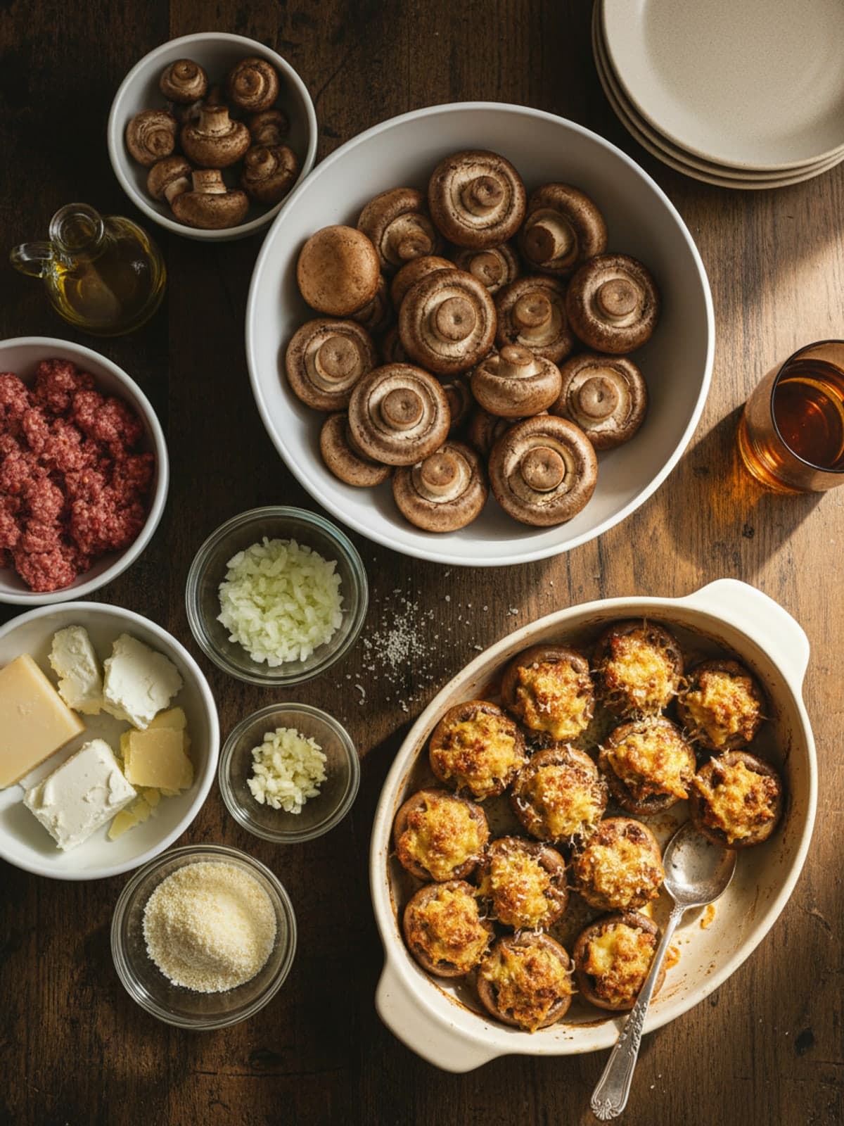 Ingredients for Sausage-Stuffed Mushrooms