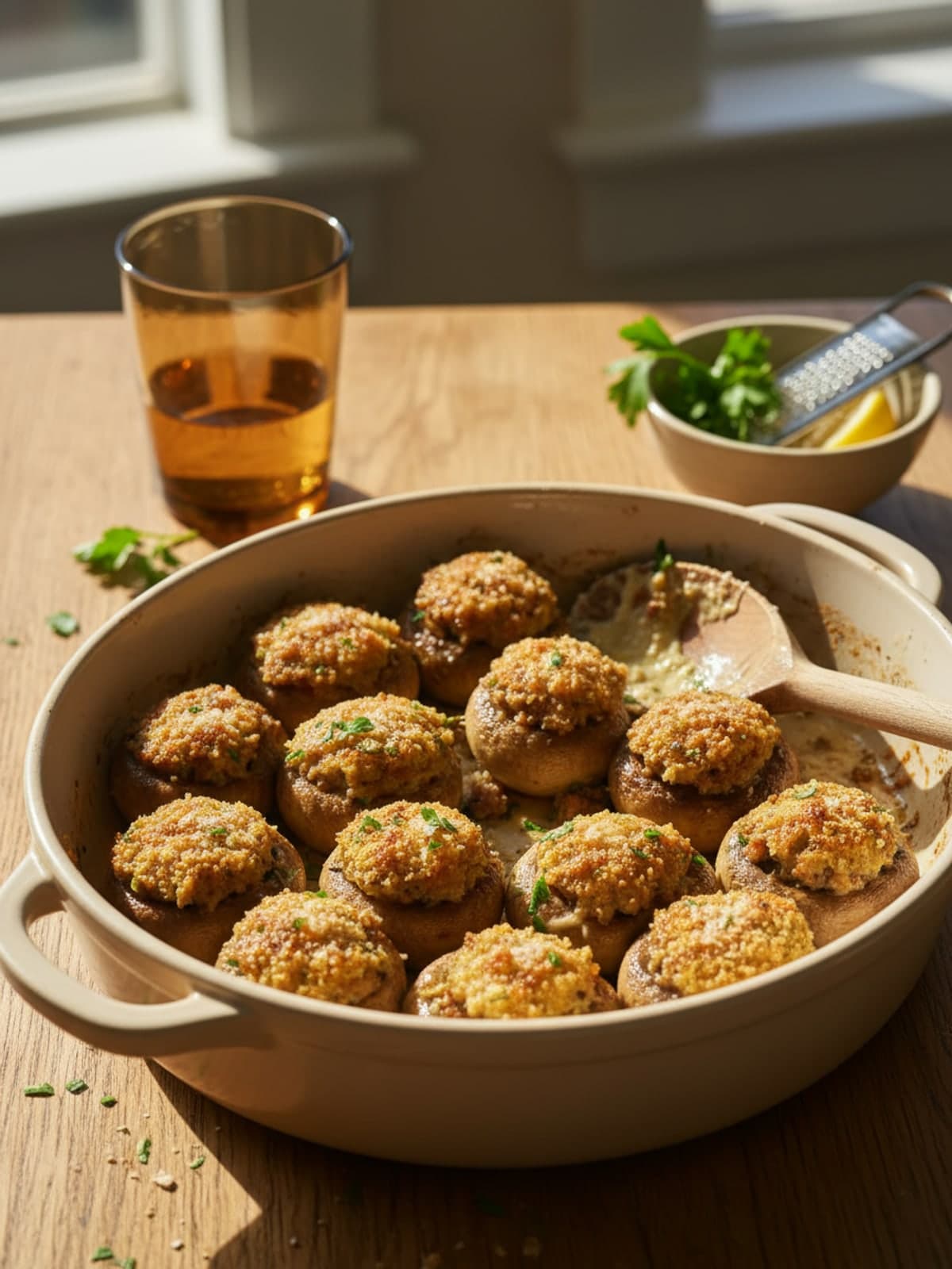 Sausage-Stuffed Mushrooms: Mix filling