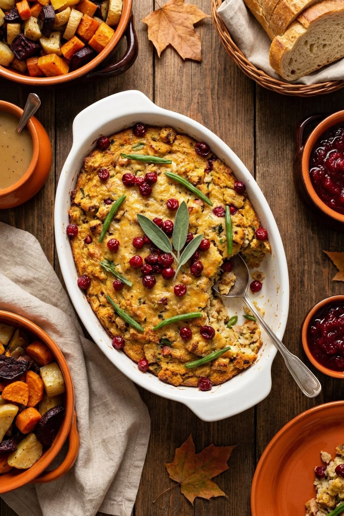Turkey Stuffing Skillet Pie ready to serve