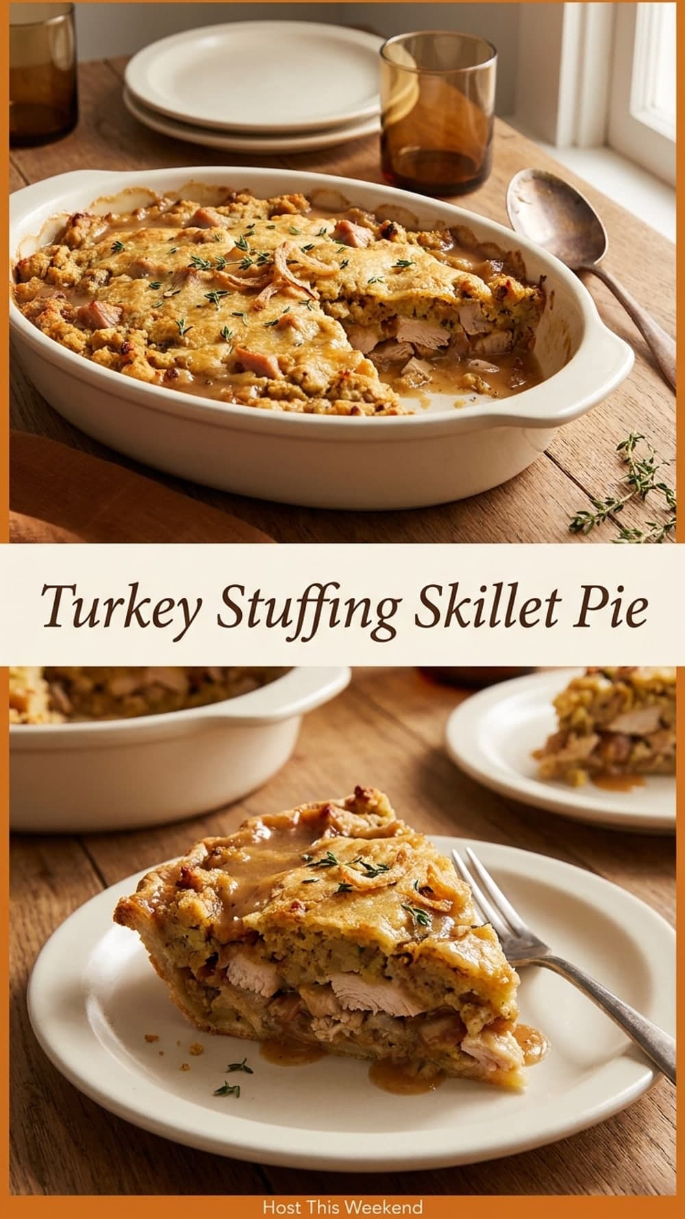 Turkey Stuffing Skillet Pie