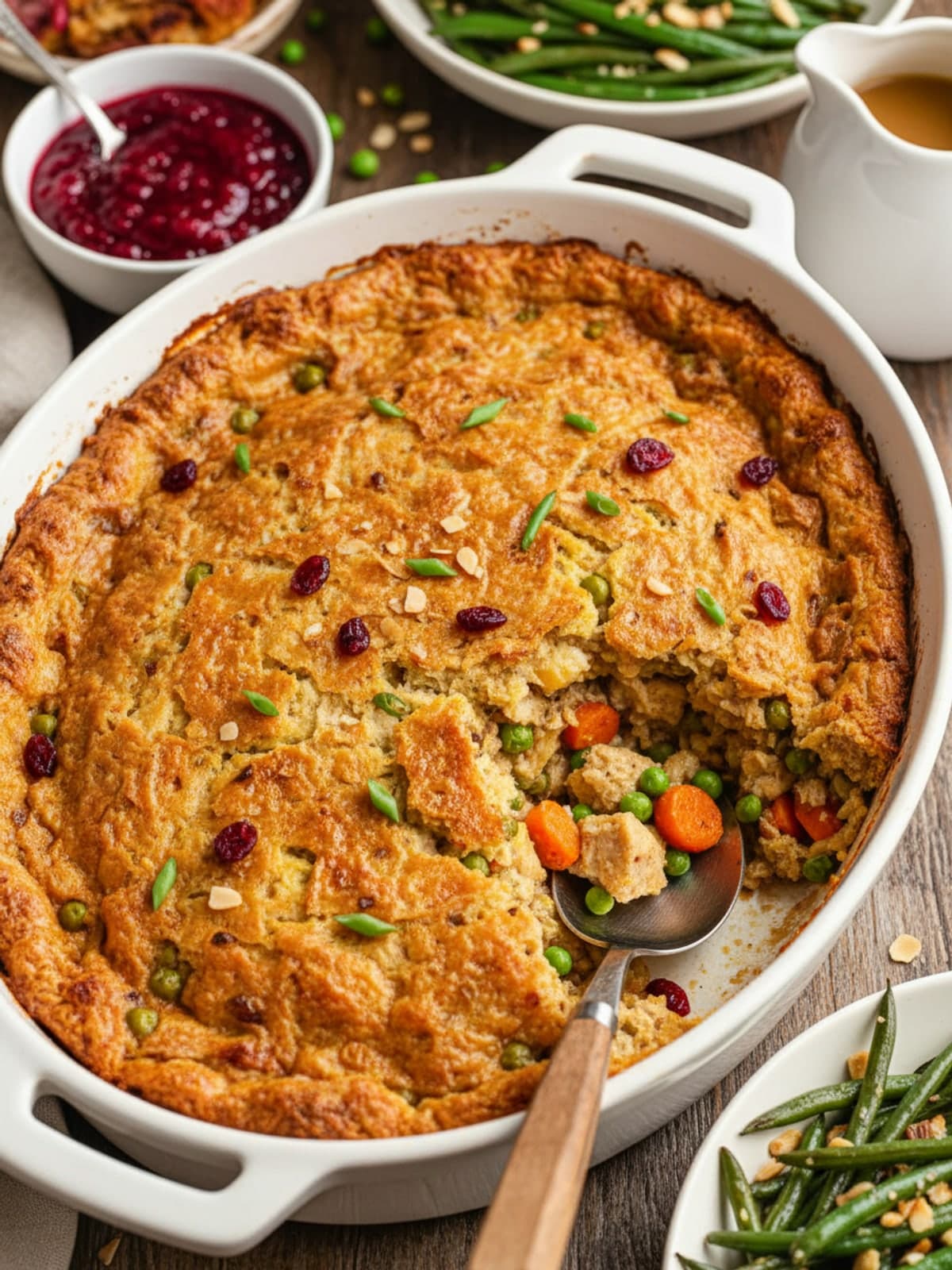 Turkey Stuffing Skillet Pie: Mix the filling