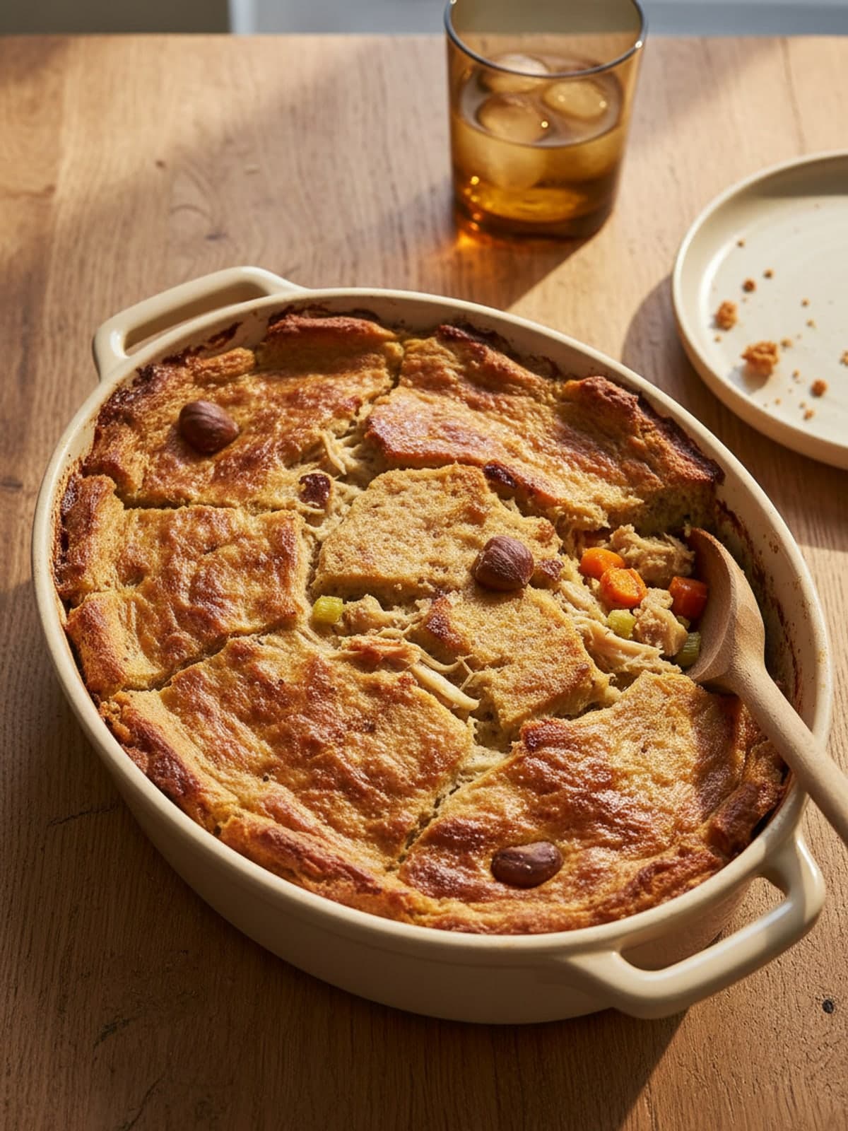 Turkey Stuffing Skillet Pie: Fill the skillet