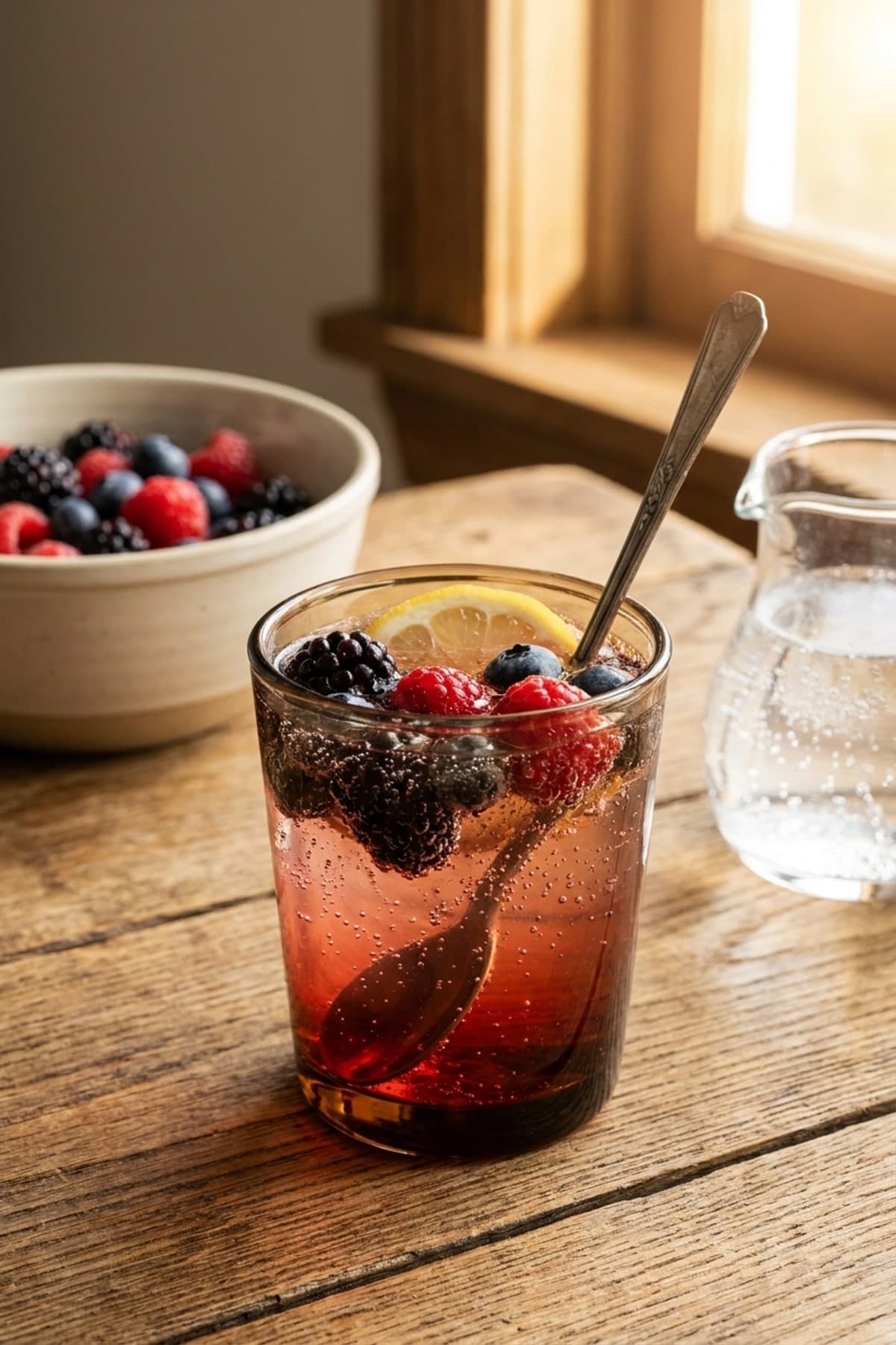 Berry Lemonade Sparkler ready to serve