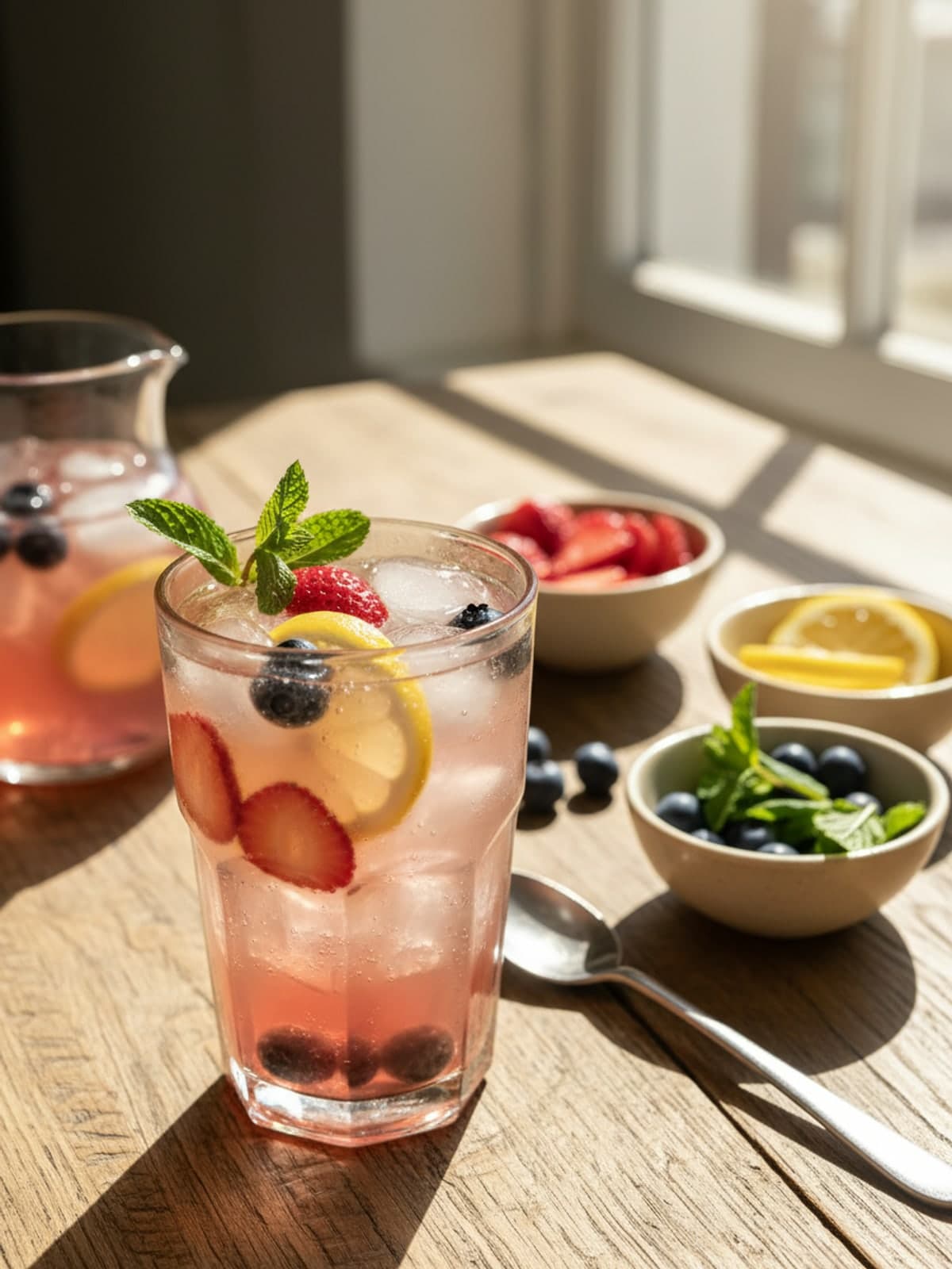 Ingredients for Berry Lemonade Sparkler