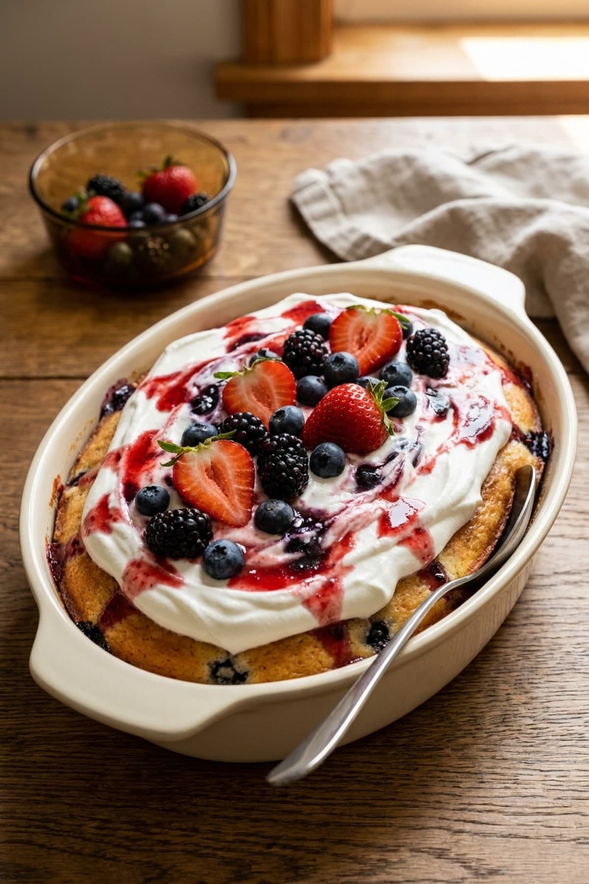 4th of July Cake: Strawberry Blueberry Poke Cake