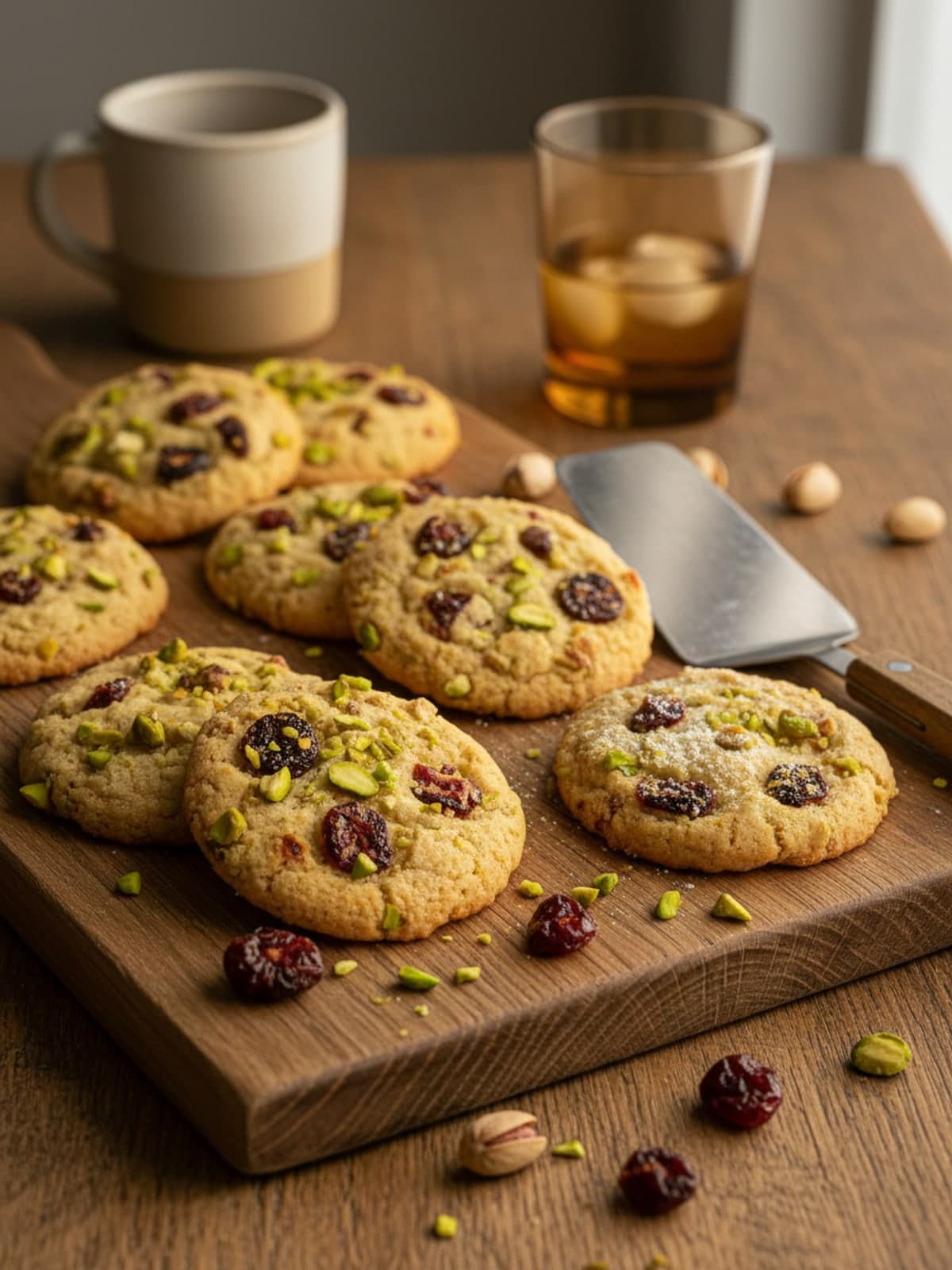 Pistachio Cherry Shortbread Cookies: Compress a firm round log