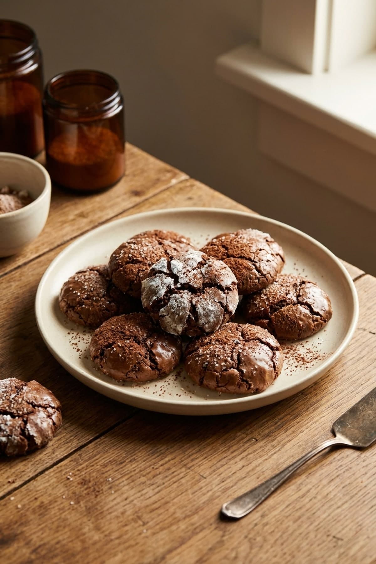 Chocolate Christmas Cookies with Crackled Sugar Tops