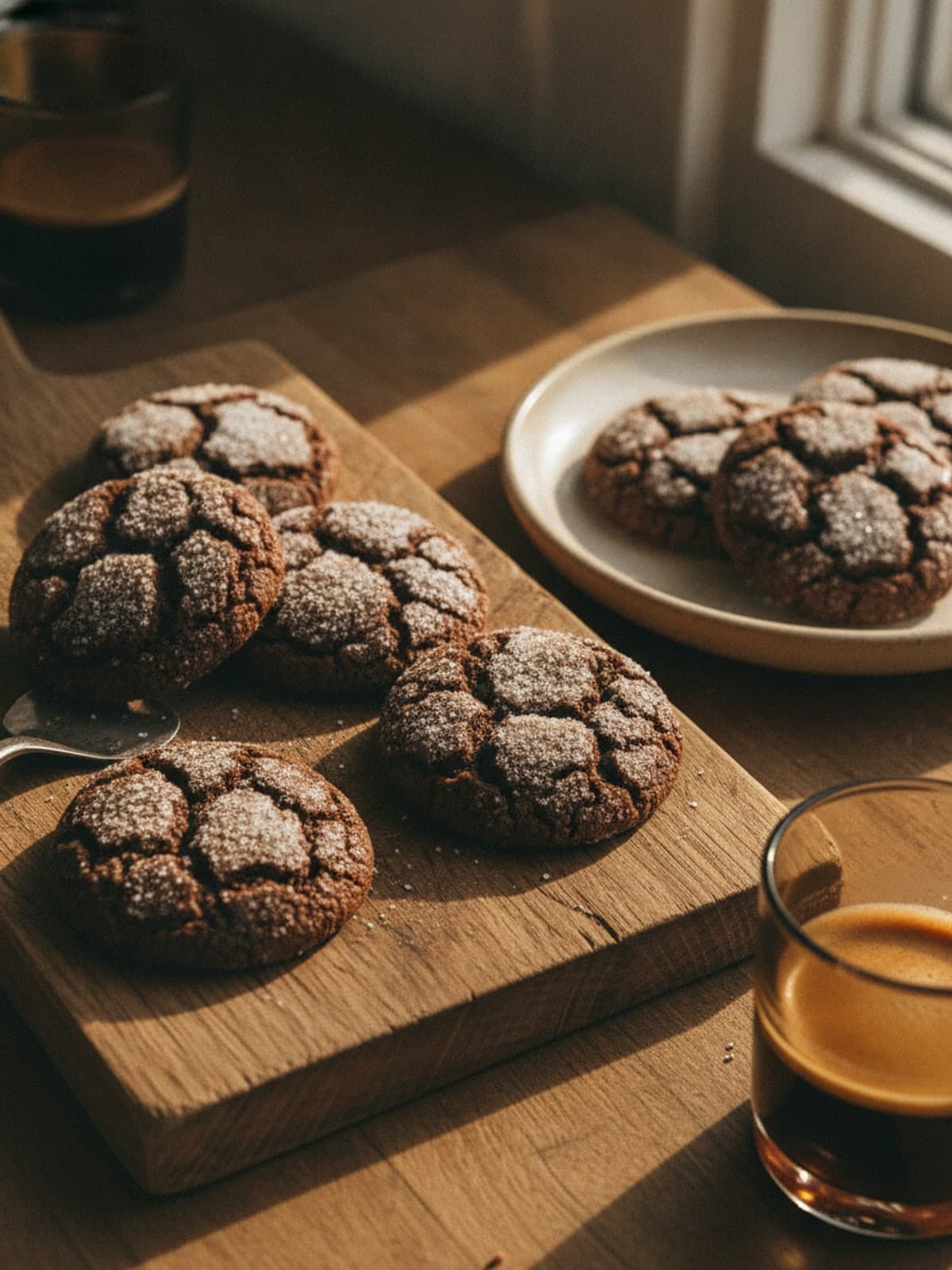 Chocolate Christmas Cookies with Crackled Sugar Tops: Melt butter