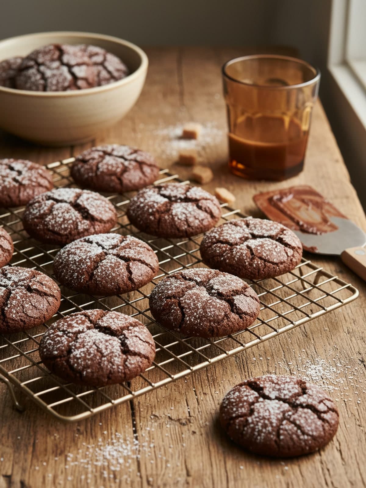 Chocolate Christmas Cookies with Crackled Sugar Tops: Mix the dough