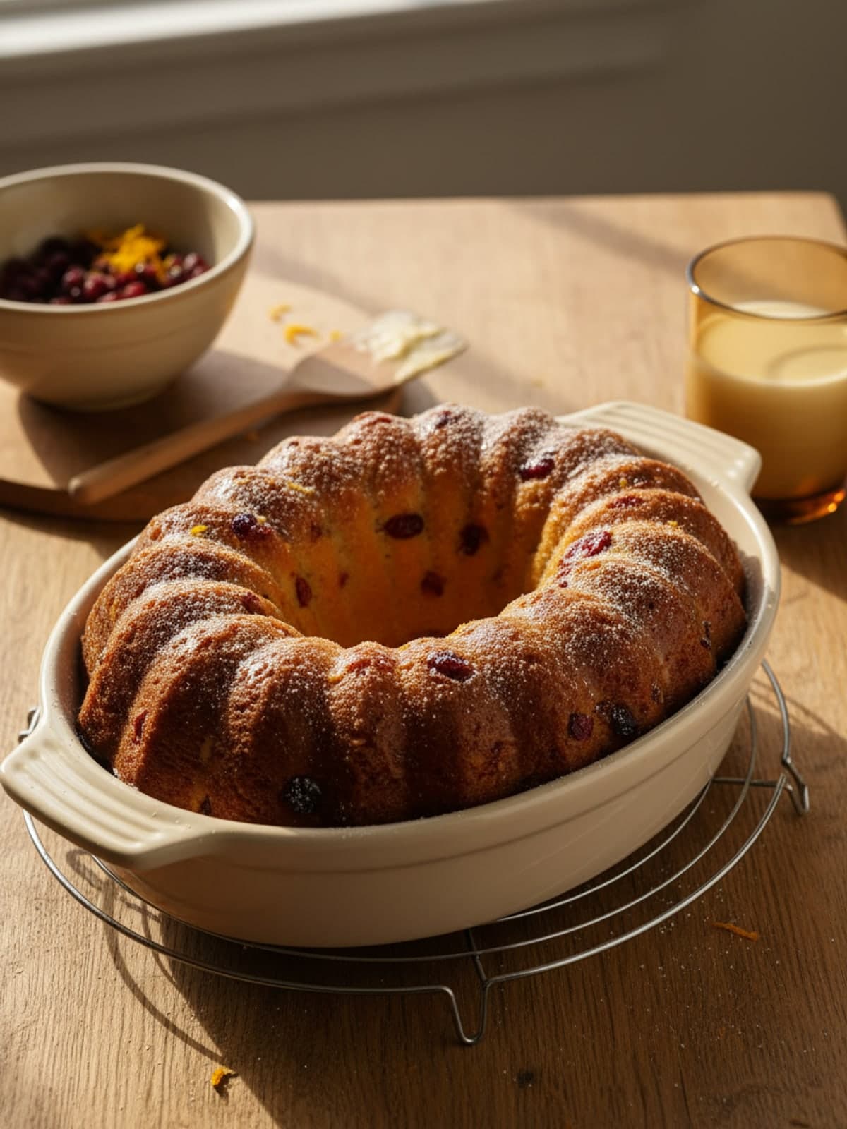 Cranberry Orange Bundt Cake: Finish the batter
