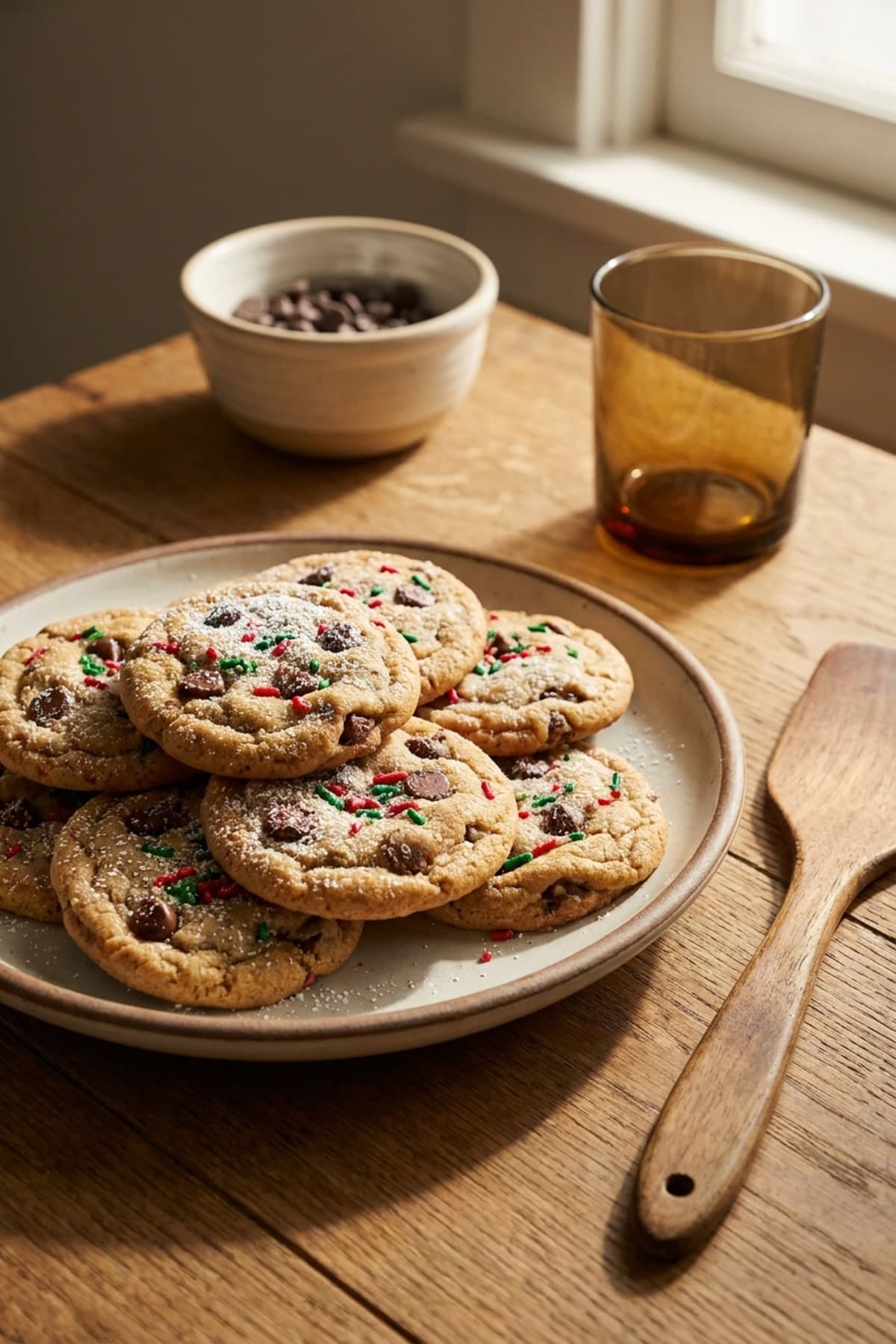 Christmas Chocolate Chip Cookies ready to serve