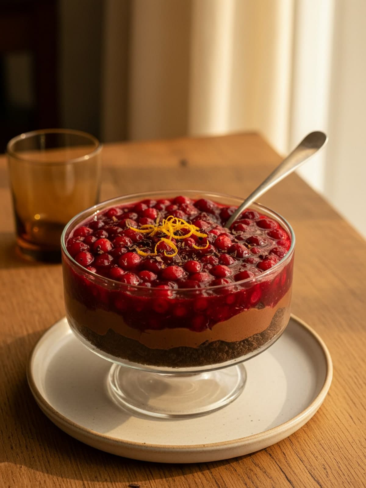 Chocolate Cranberry Holiday Trifle: Cook a glossy cranberry layer