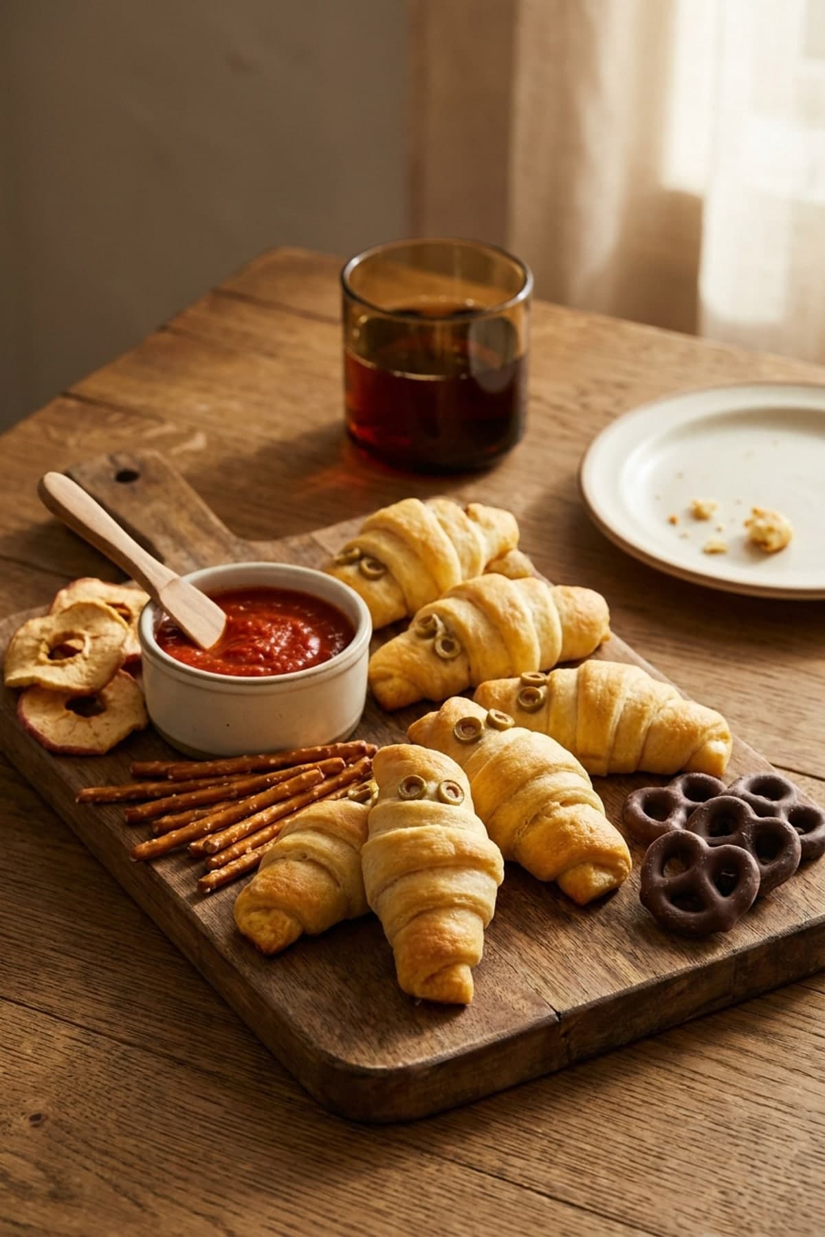 Halloween Snack Board with Mummy Cheese Dippers