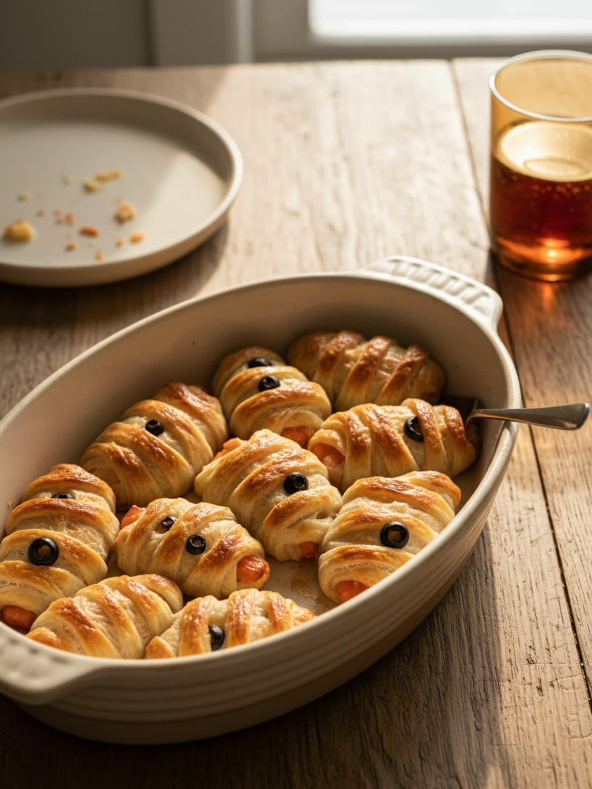 Halloween Snack Board with Mummy Cheese Dippers: Wrap the cheese