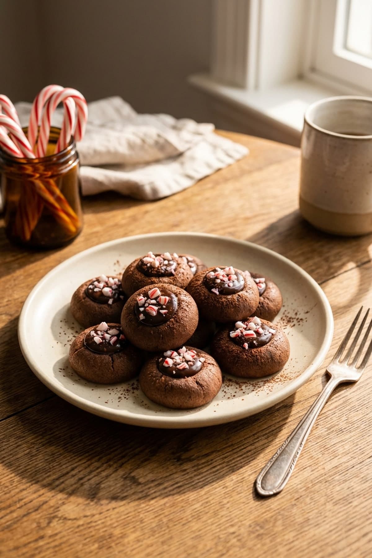 Easy Christmas Cookies with Chocolate Peppermint Centers