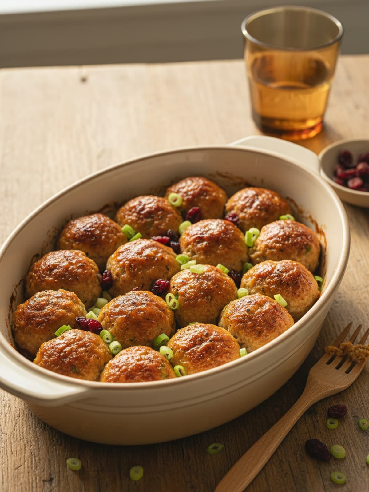 Cranberry Chili Chicken Meatballs: Mix gently