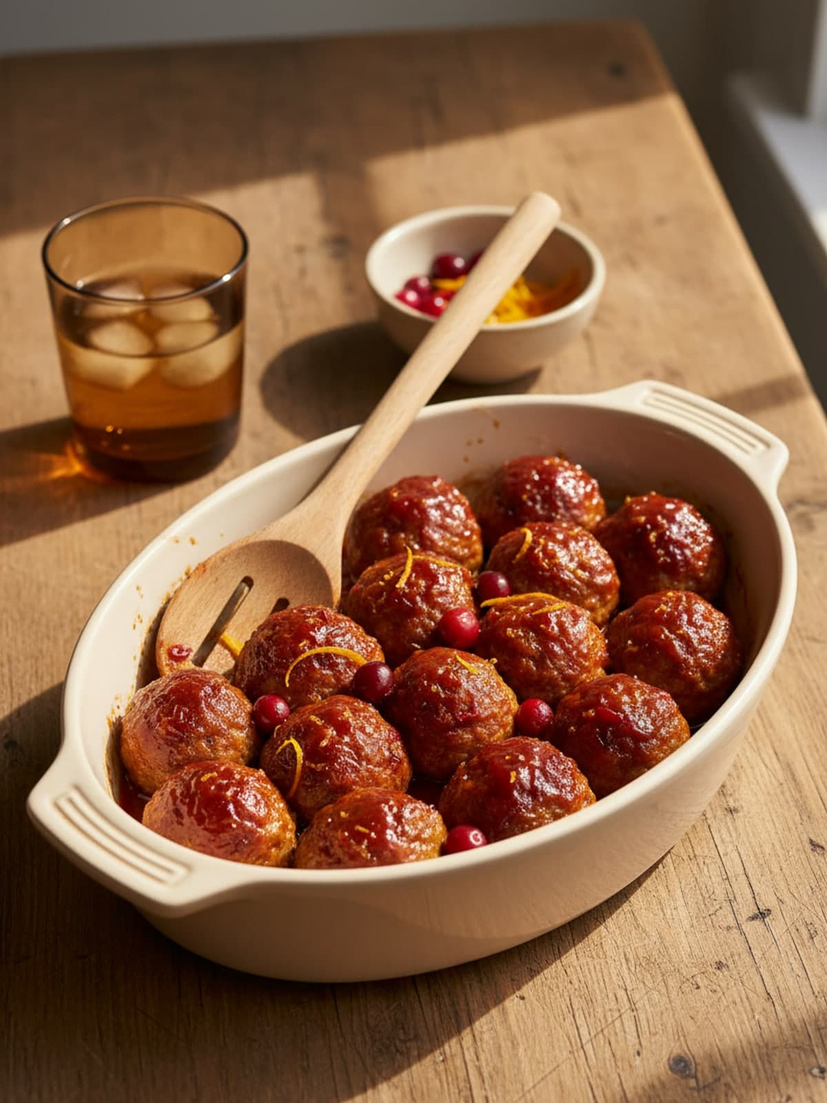 Cranberry Chili Chicken Meatballs: Simmer sauce