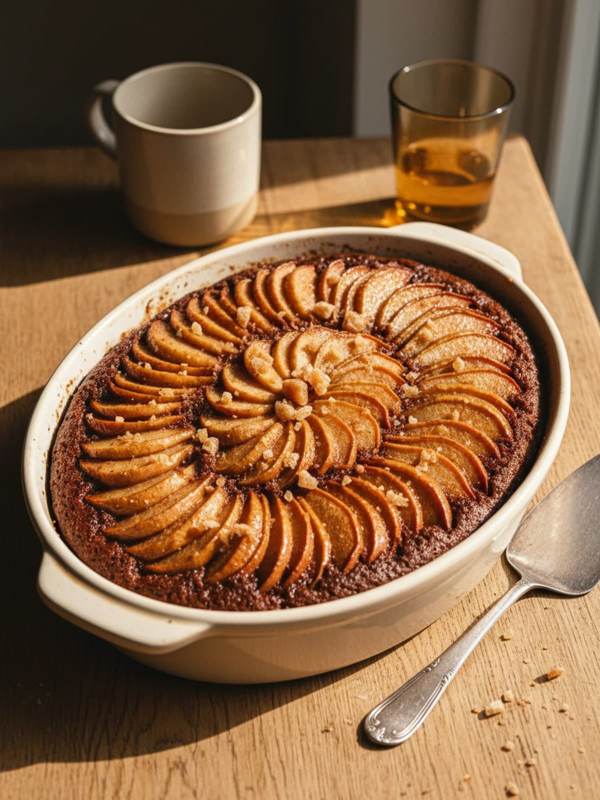 Gingerbread Pear Upside-Down Cake: Arrange a tight pear fan