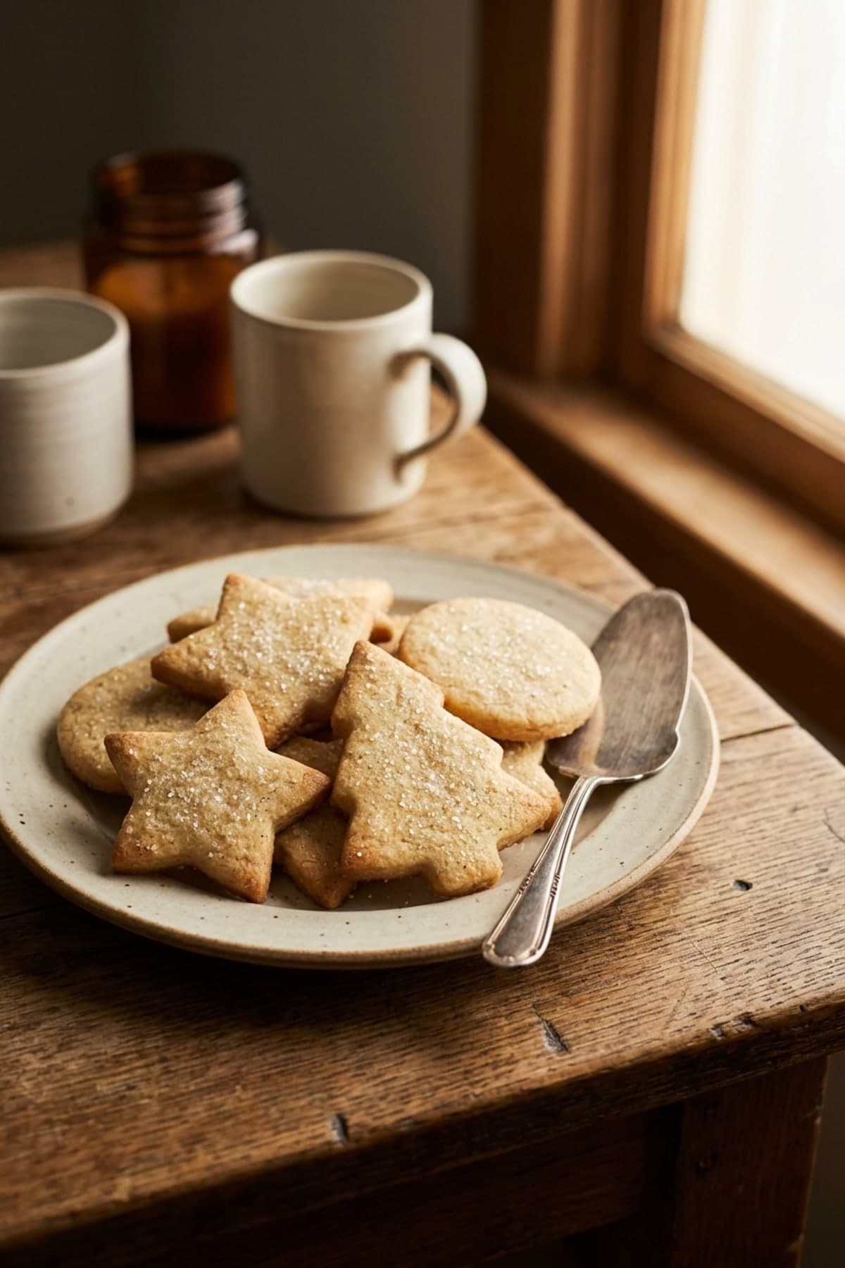 Vanilla Sparkle Christmas Sugar Cookies ready to serve