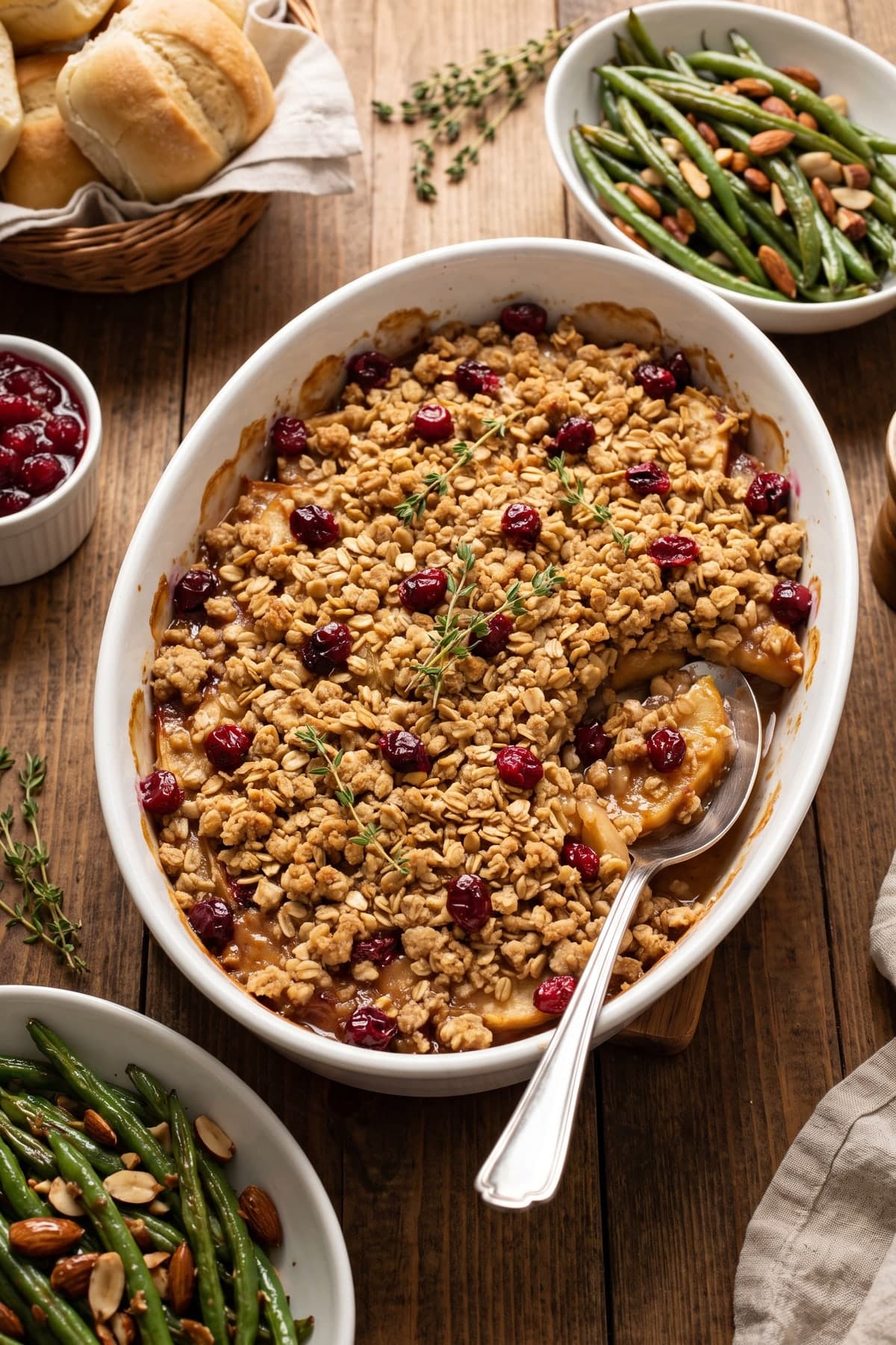 Apple Cranberry Crisp ready to serve