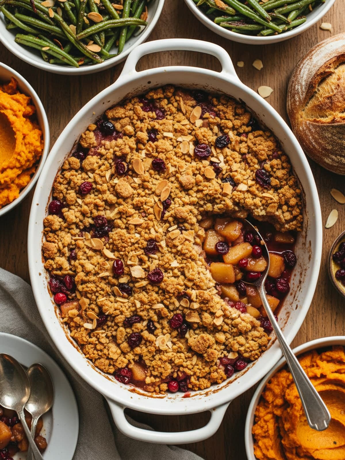 Apple Cranberry Crisp: Mix the filling