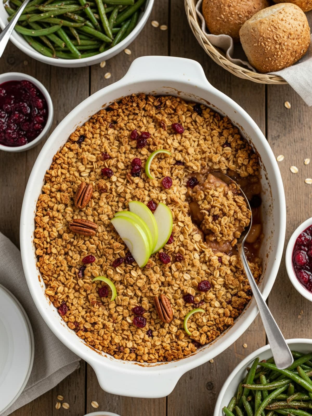Apple Cranberry Crisp: Stir the topping