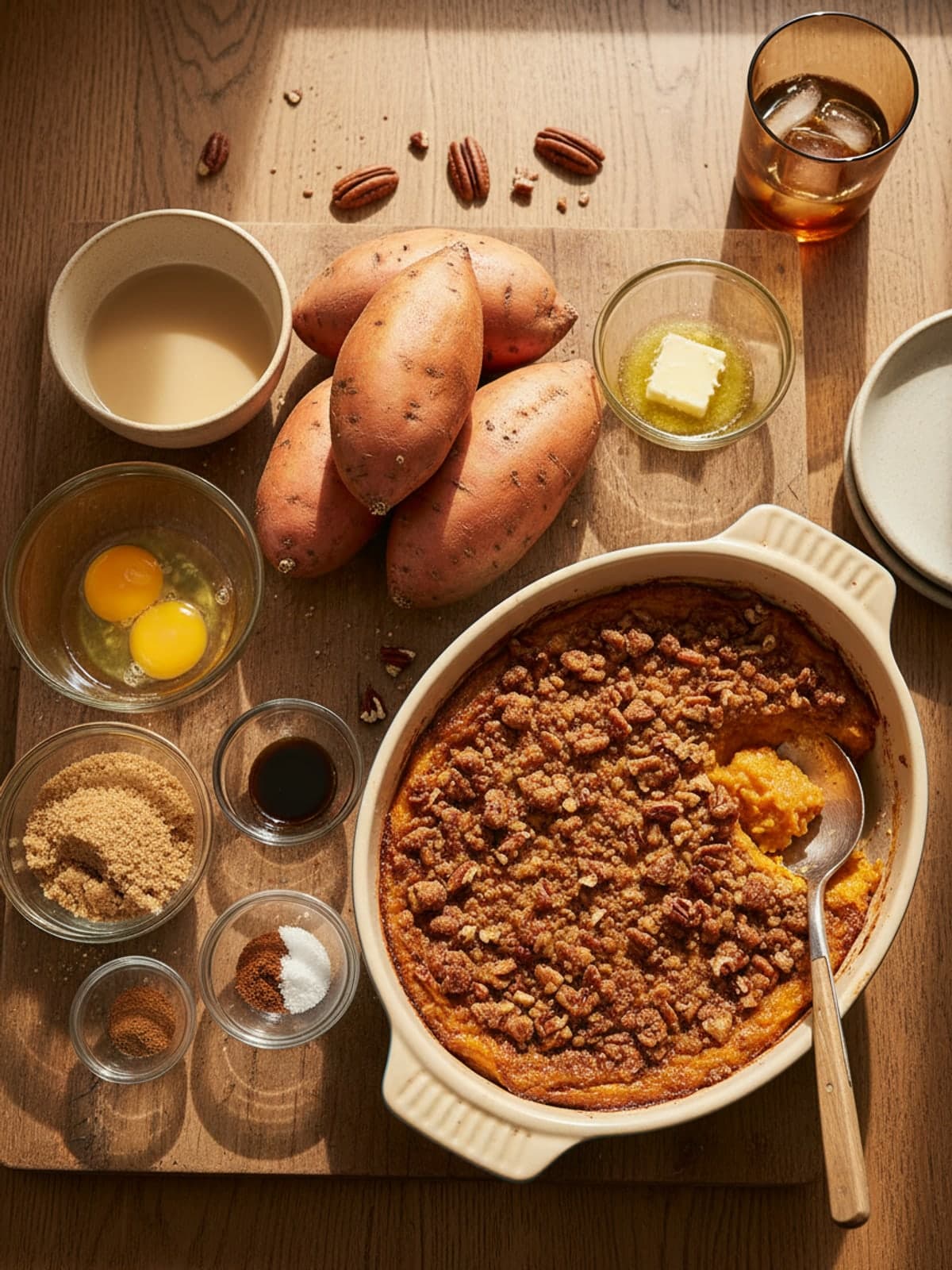 Ingredients for Pecan Streusel Sweet Potato Bake