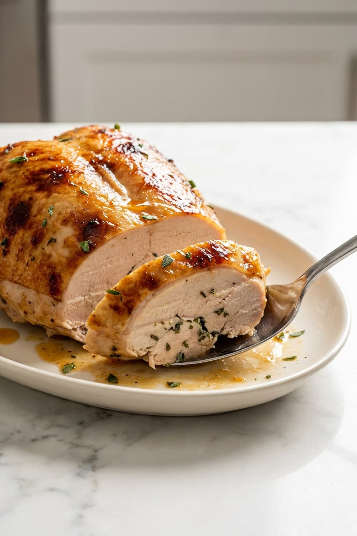 Maple Herb Roasted Turkey Breast ready to serve