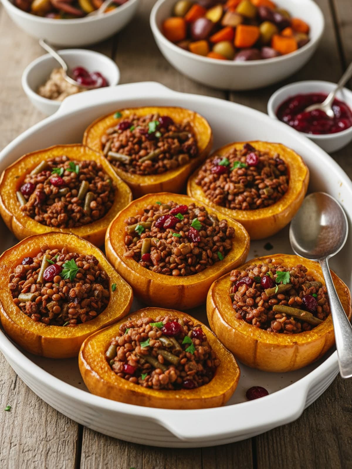 Vegan Stuffed Acorn Squash with Lentils: Roast the squash