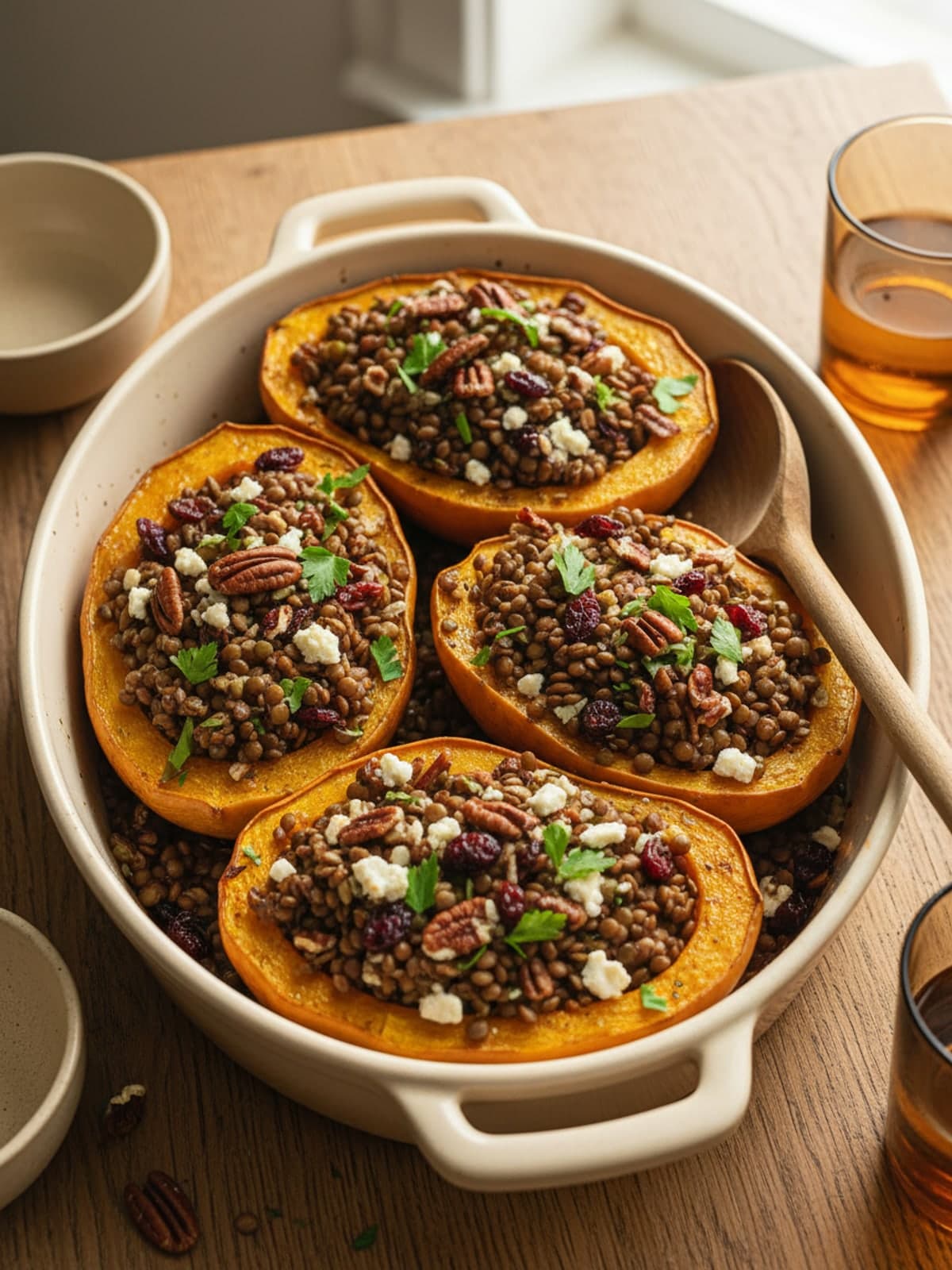 Lentil-Stuffed Acorn Squash: Finish the filling
